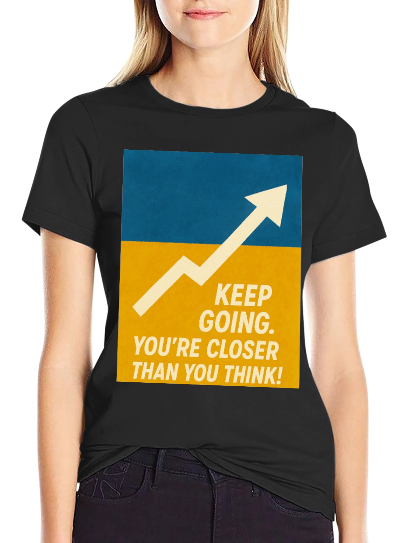 Black Motivational Graphic Tee - Keep Going! view 2