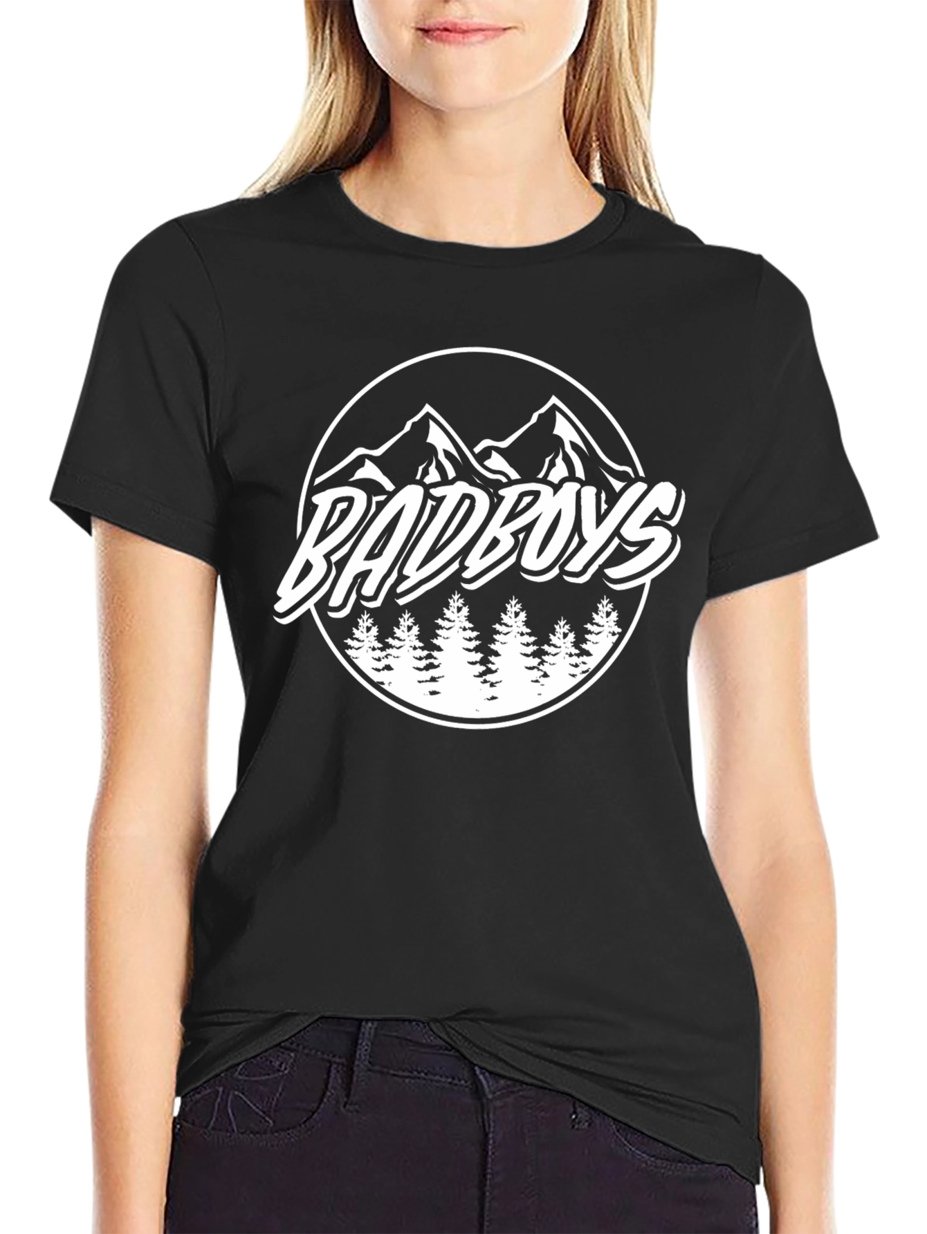 Black Badboys Mountain Graphic Black T-Shirt view 2