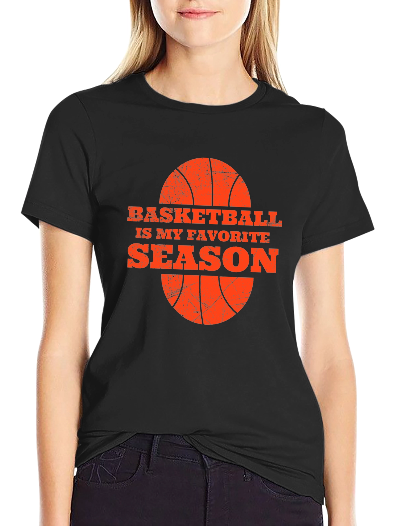 Black Basketball Season Favorite Tee - Black Graphic T-Shirt view 2