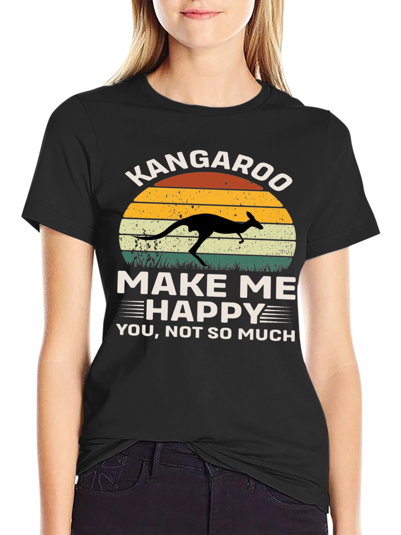 Black Kangaroo Make Me Happy Graphic Tee view 2