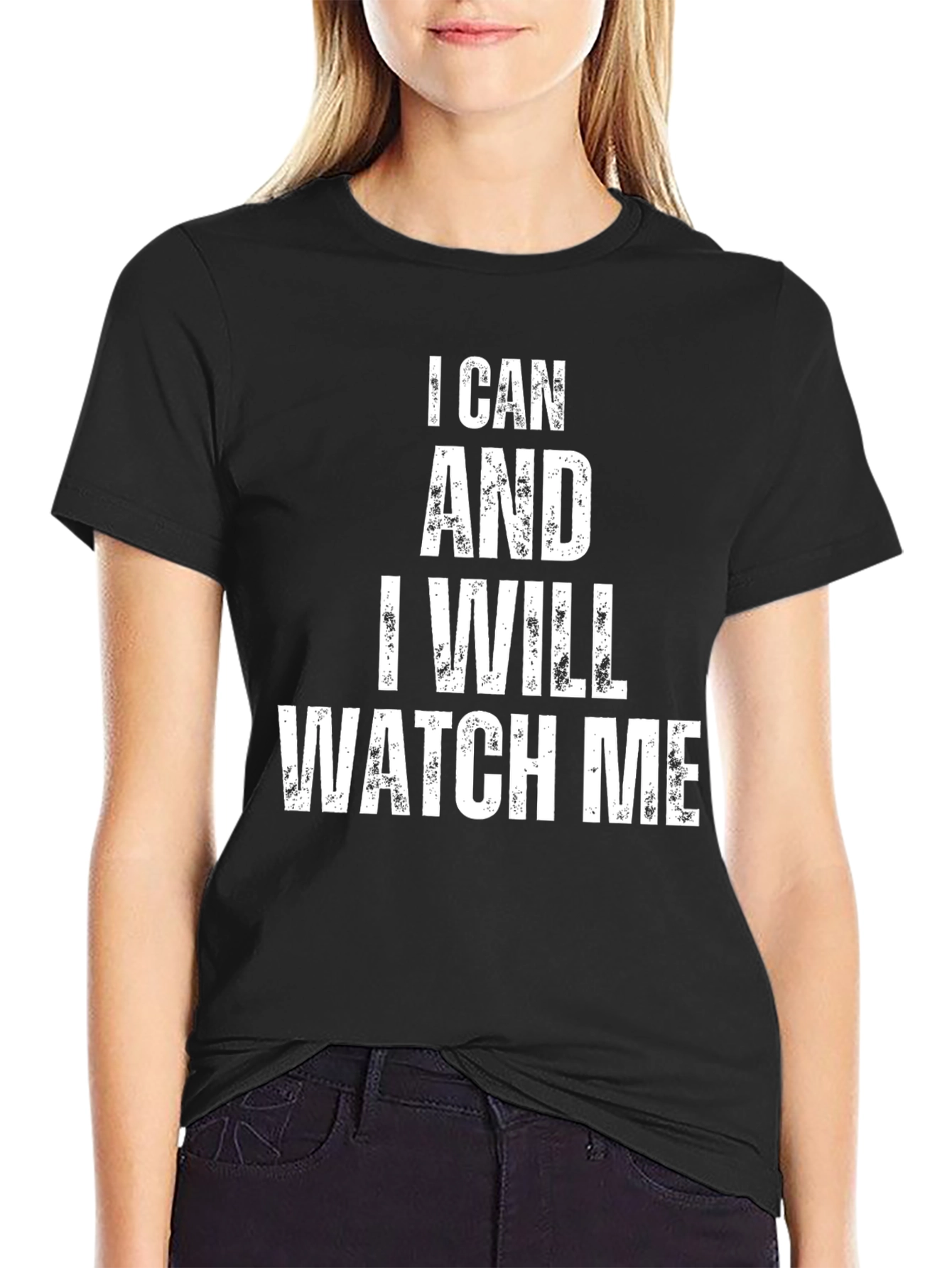 Black I Can & I Will T-Shirt - Black Graphic Tee view 2