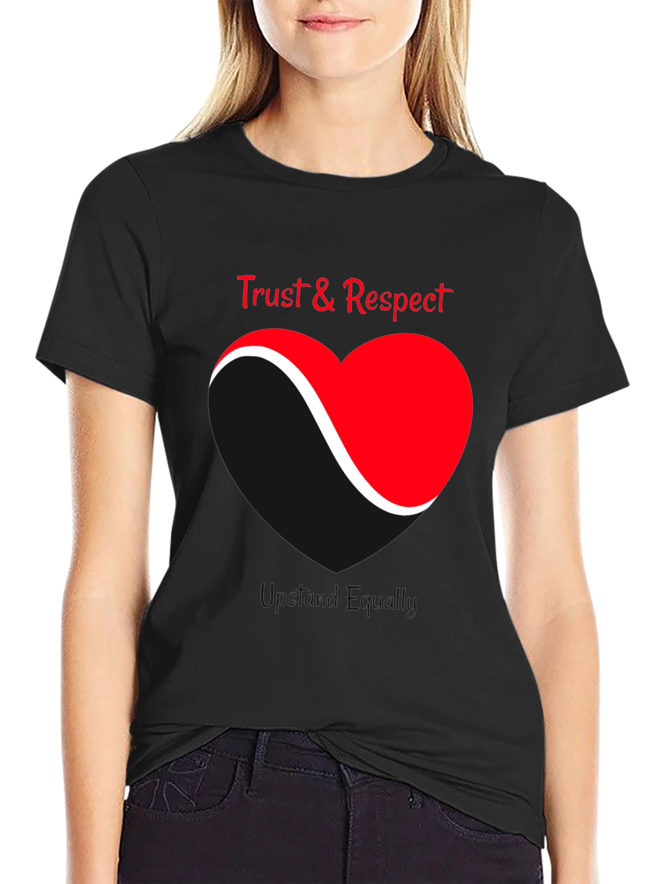 Black Trust & Respect Heart Graphic T-Shirt view 2