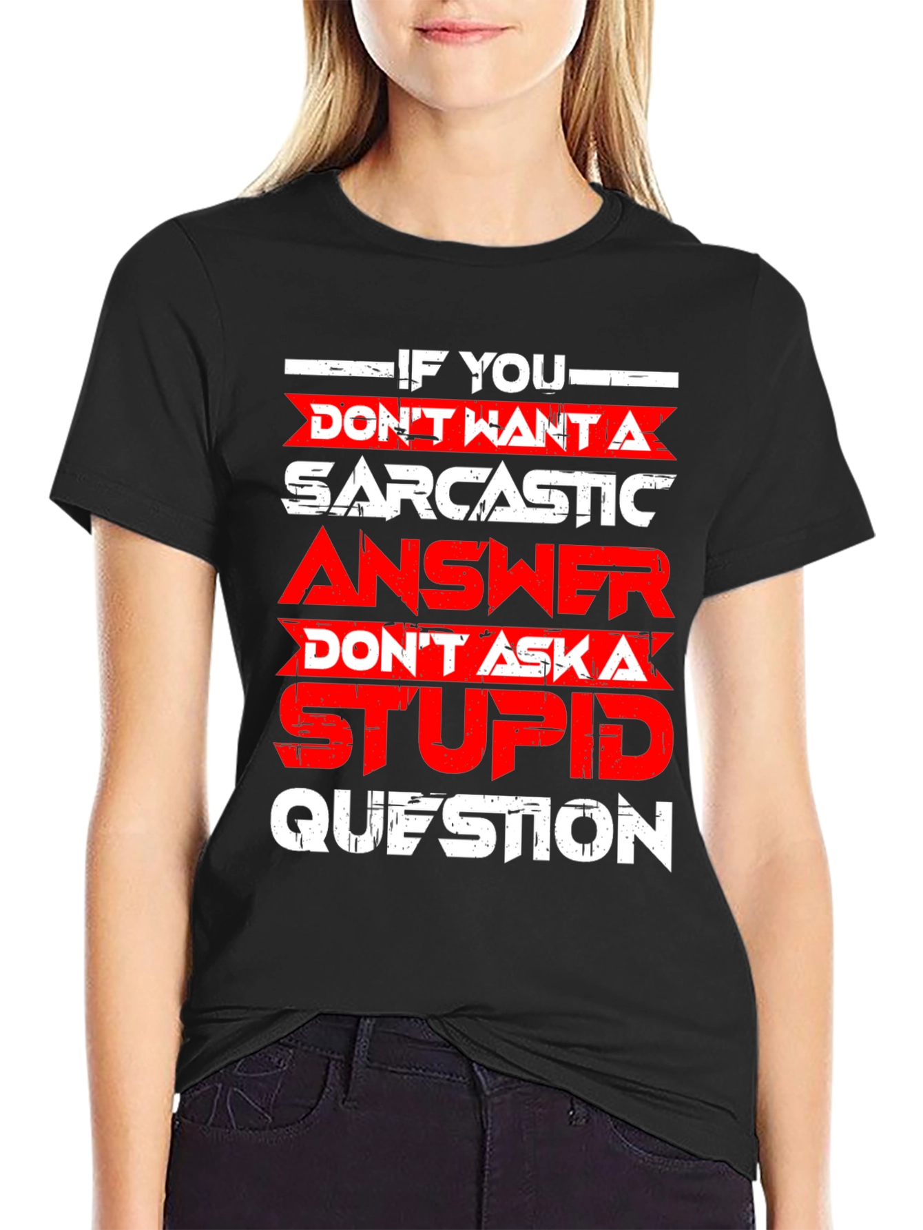 Black Sarcastic Answer Graphic T-Shirt view 2