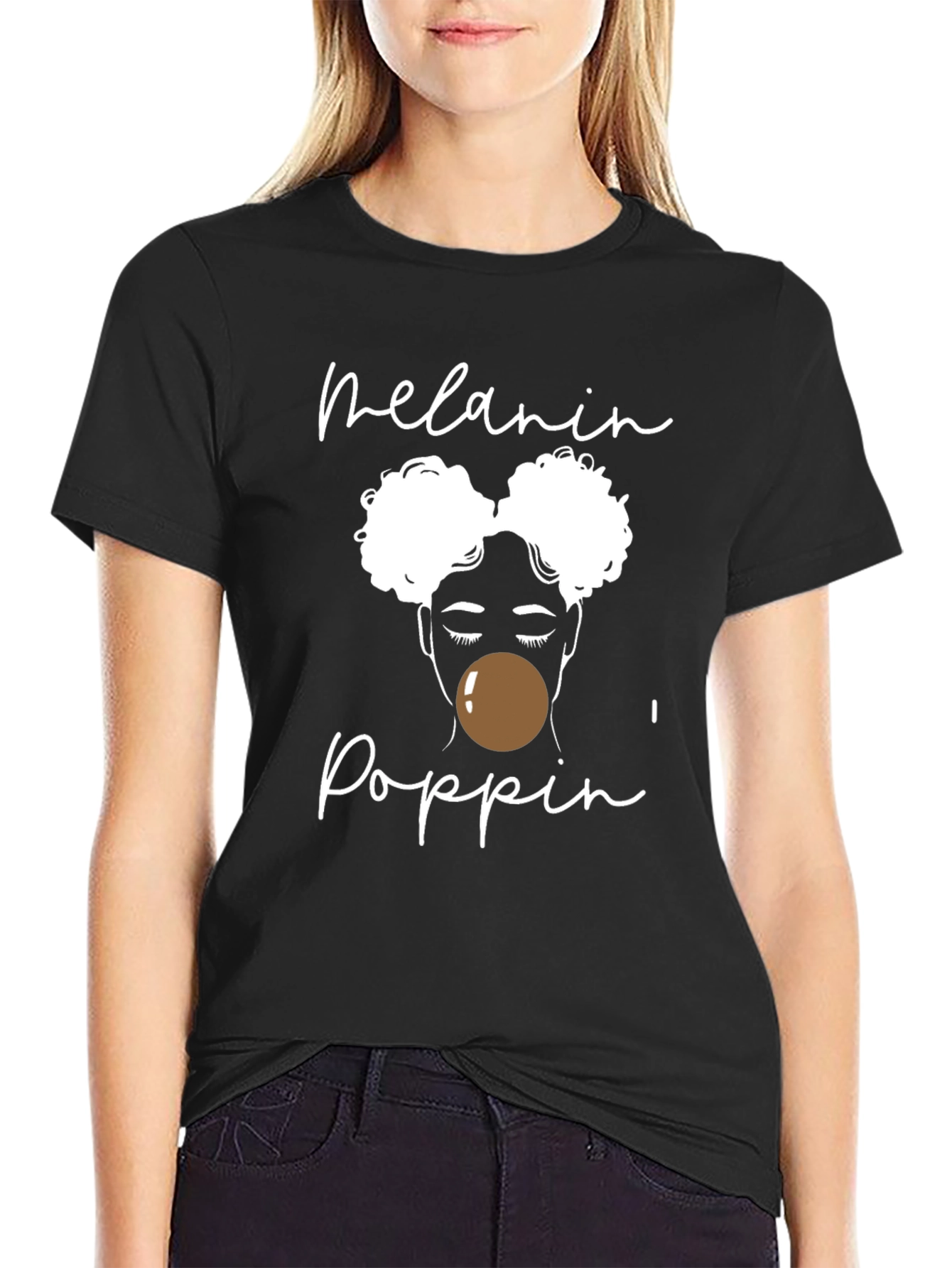 Black Melanin Poppin' Graphic Tee - Black Casual Shirt view 2