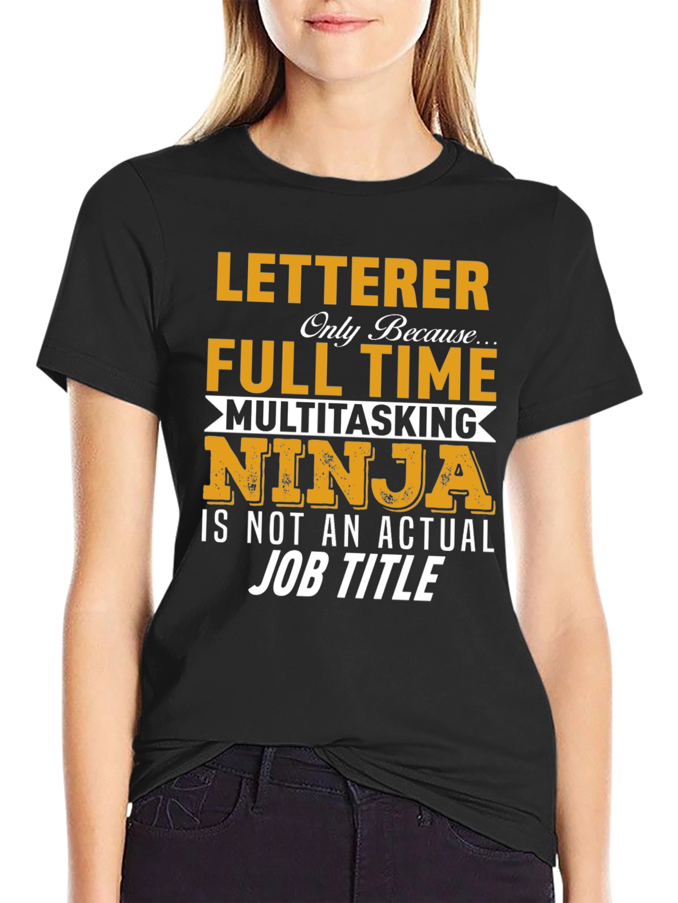 Black Letterer Ninja T-Shirt - Funny Job Title Tee view 2