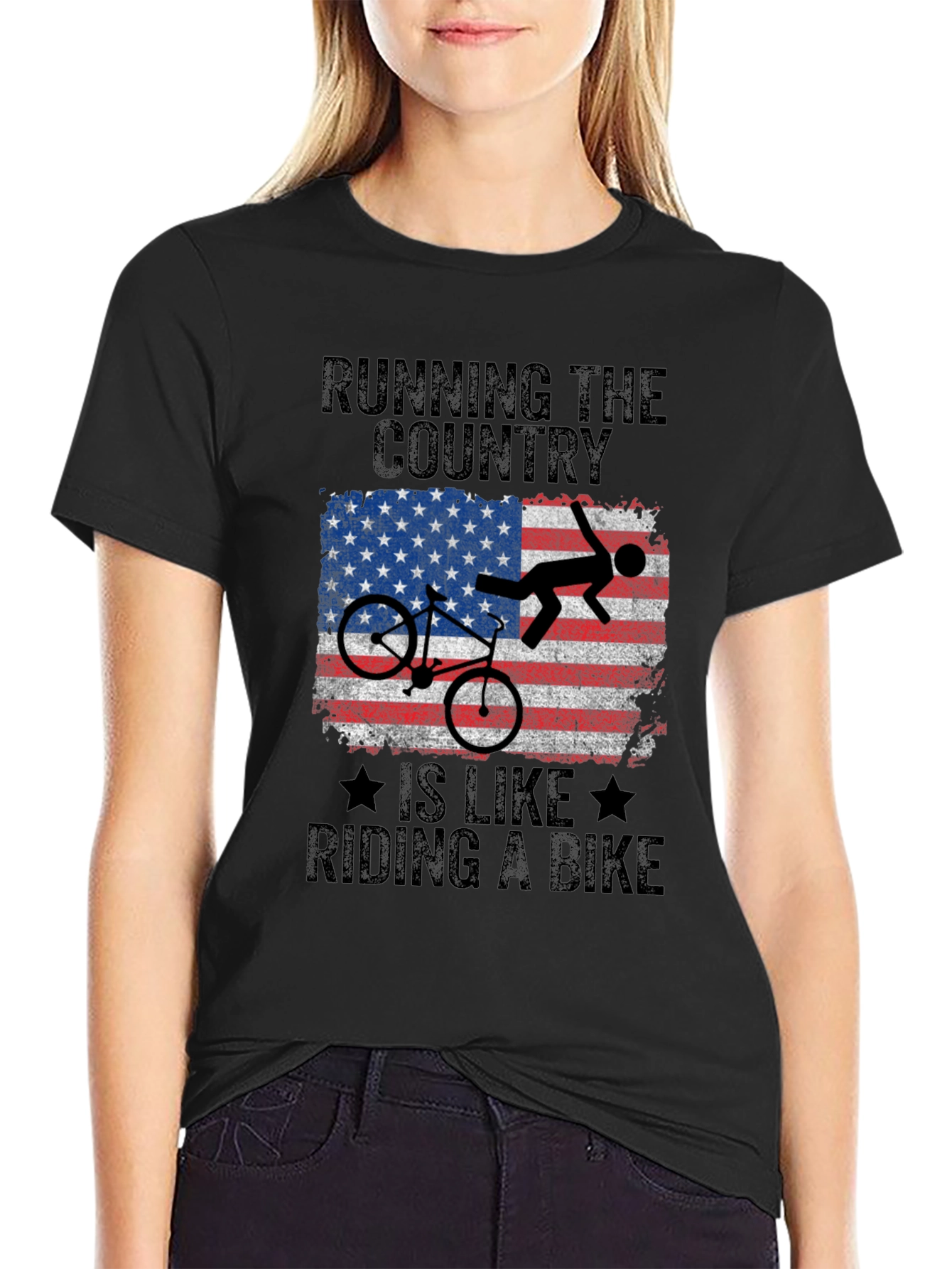 Black Running the Country Bike T-Shirt view 2
