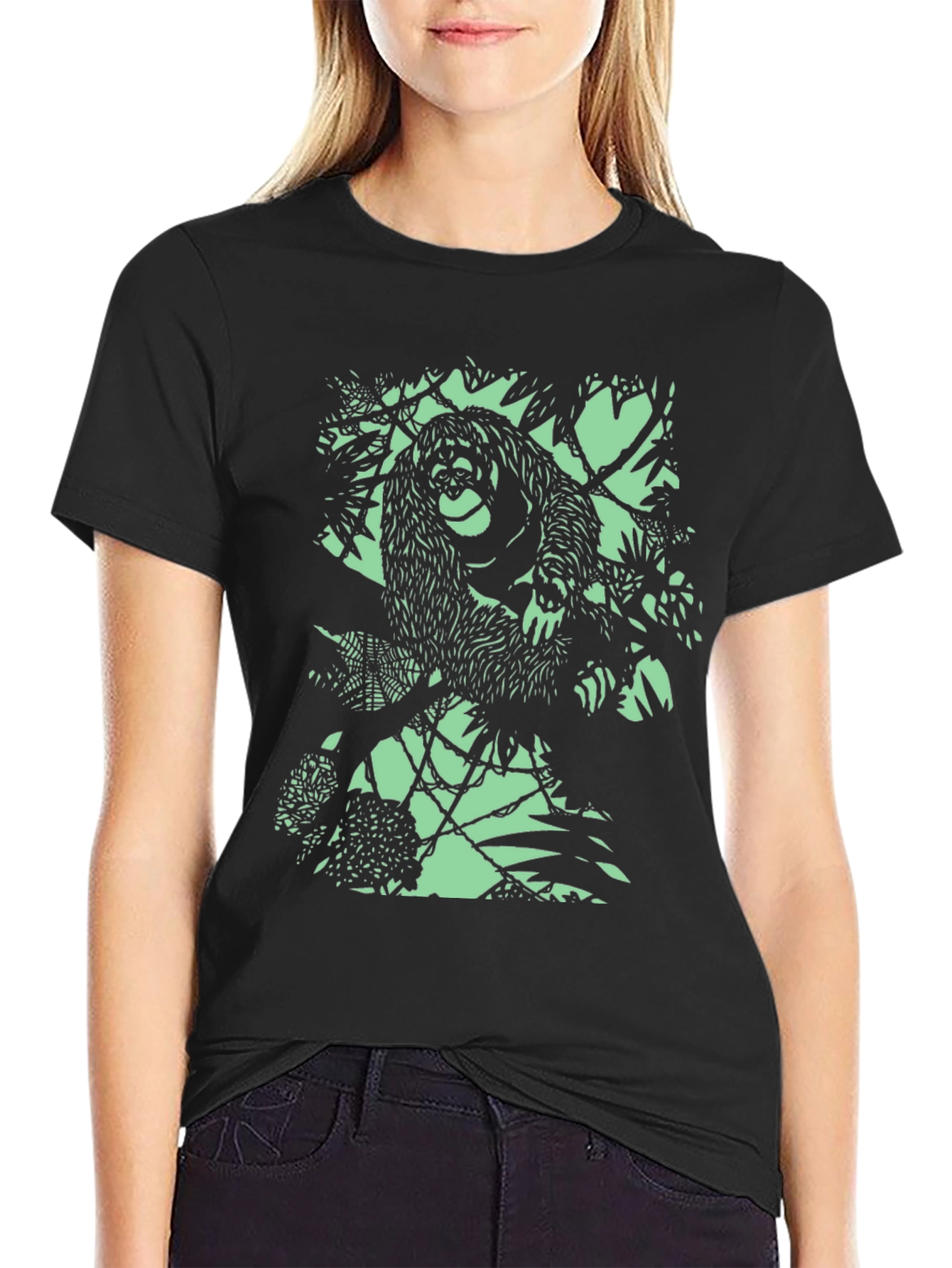 Black Cool Orangutan Graphic T-Shirt view 2