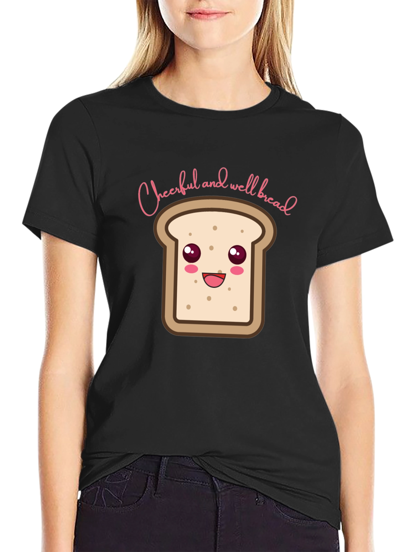 Black Cheerful and Well Bread T-Shirt - Black view 2