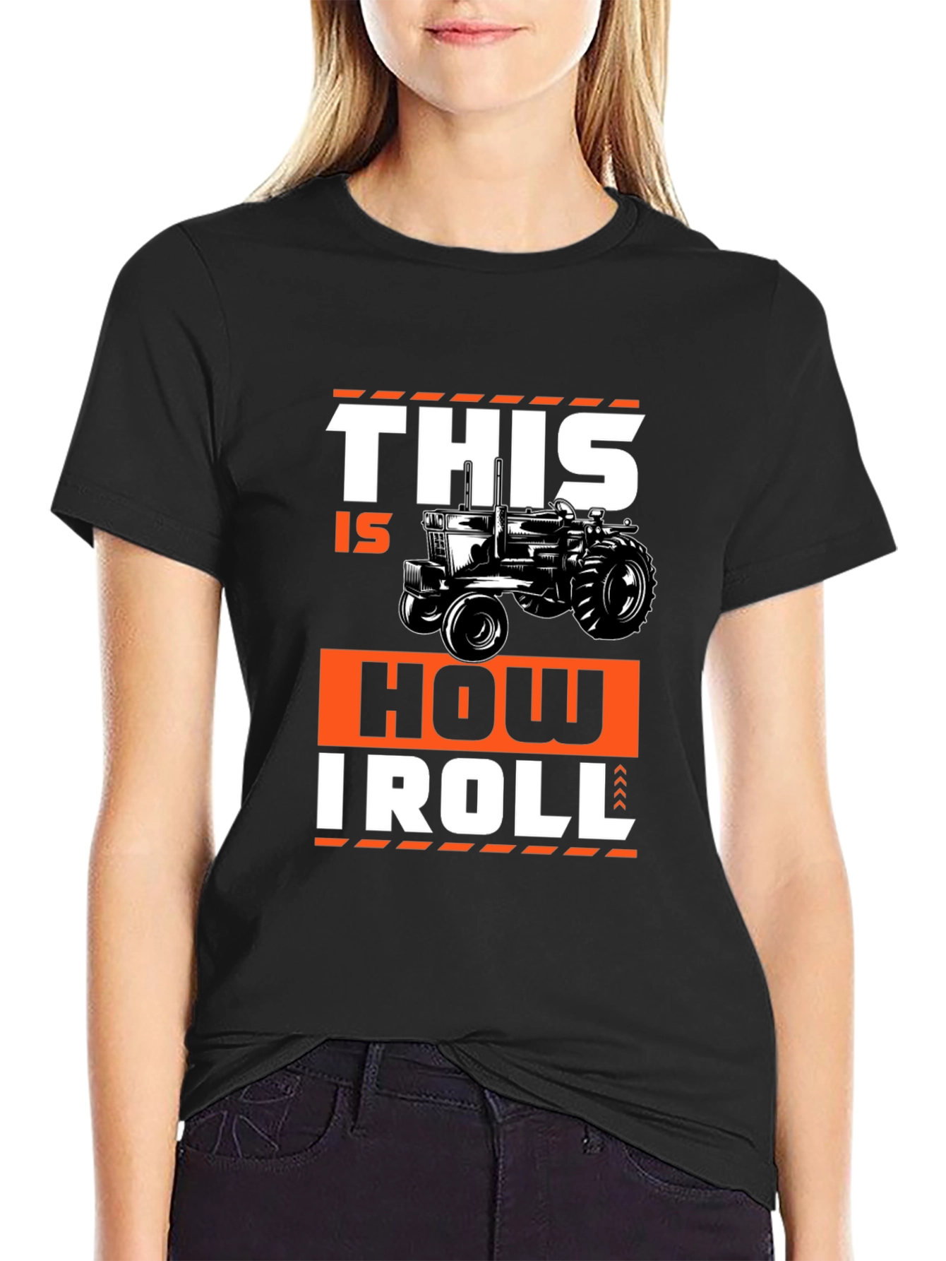 Black This Is How I Roll Tractor Graphic Tee view 2