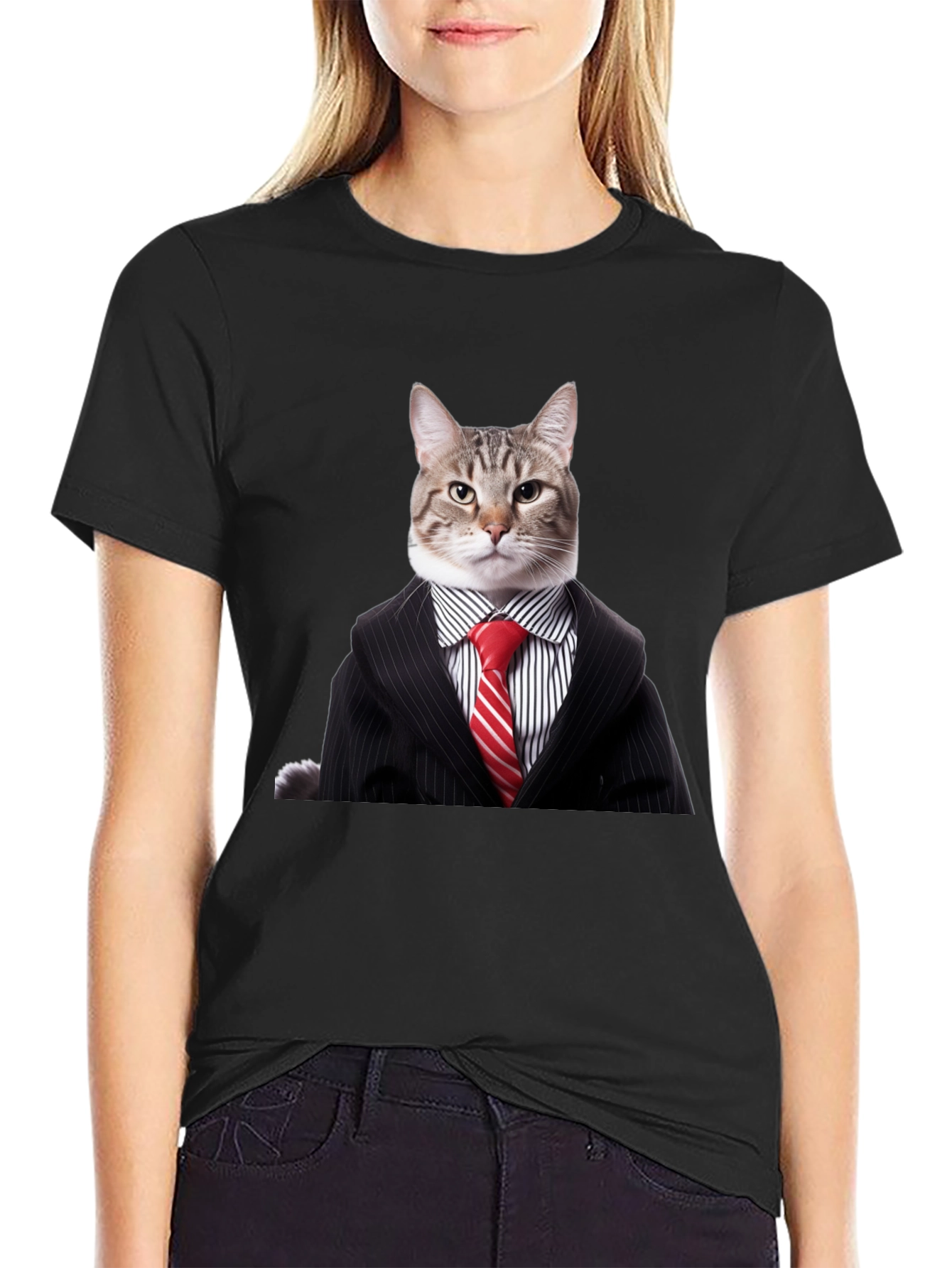 Black Cat Suit T-Shirt - Funny Feline Fashion view 2