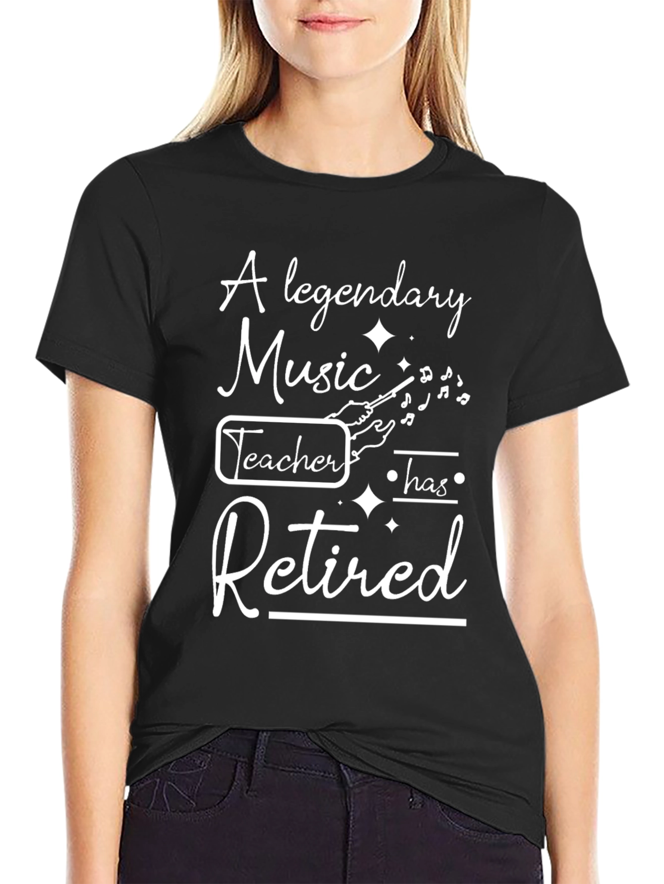 Black Legendary Music Teacher Retired T-Shirt view 2