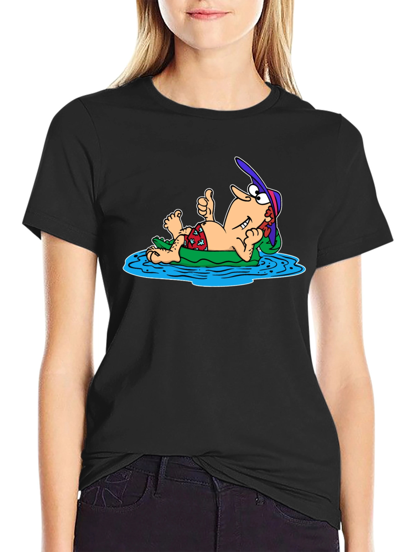 Black Relaxing Man Cartoon T-Shirt view 2