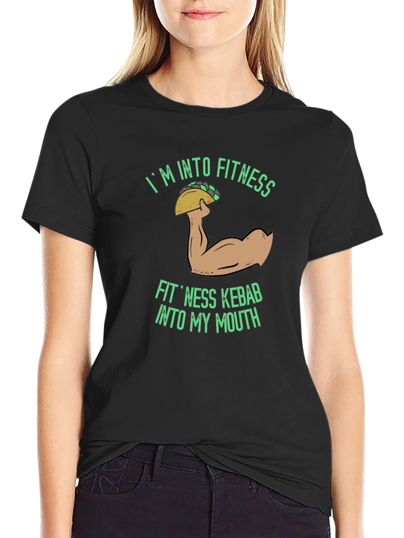 Black Fitness Kebab T-Shirt - Funny Gym Workout Tee view 2
