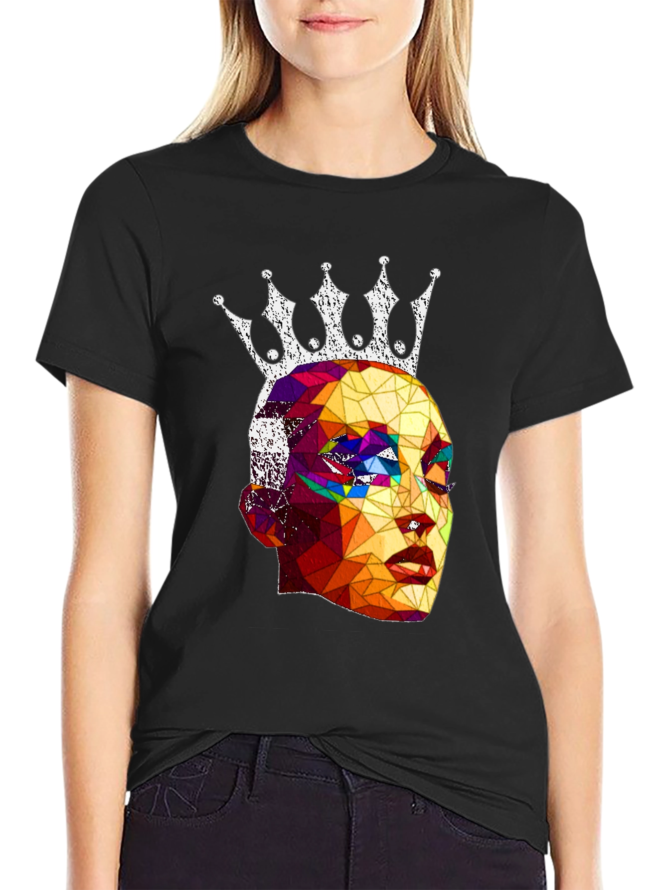 Black Geometric Queen Graphic T-Shirt - Stylish Unisex Tee view 2