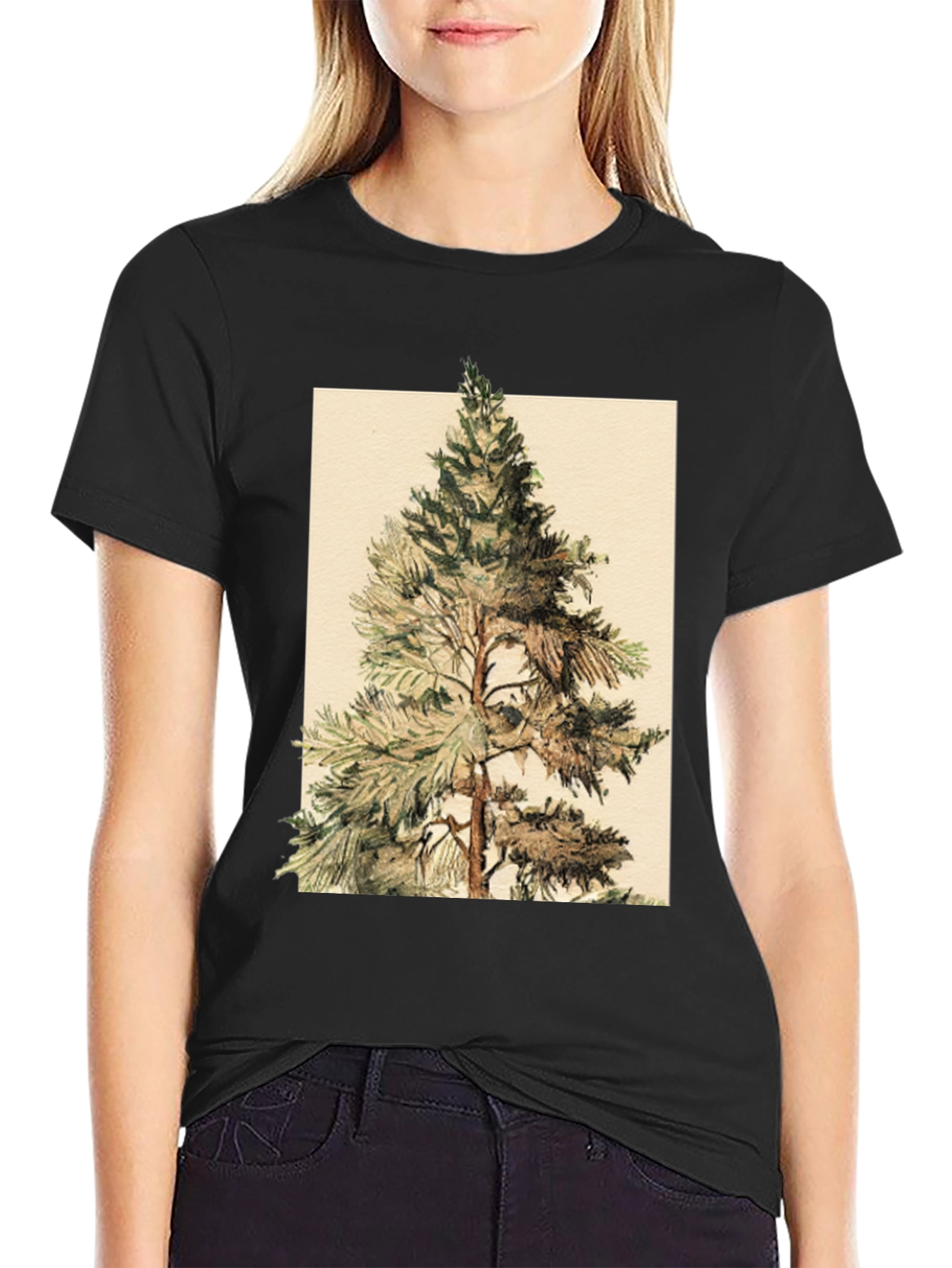 Black Pine Tree Graphic Tee - Nature Inspired Design view 2