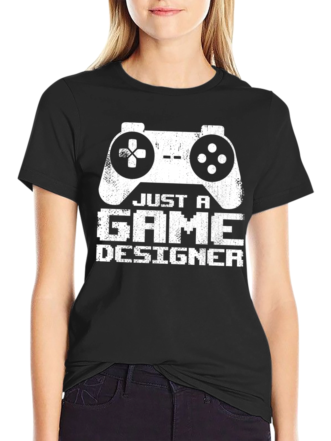 Black Just A Game Designer T-Shirt - Gamer Apparel view 2