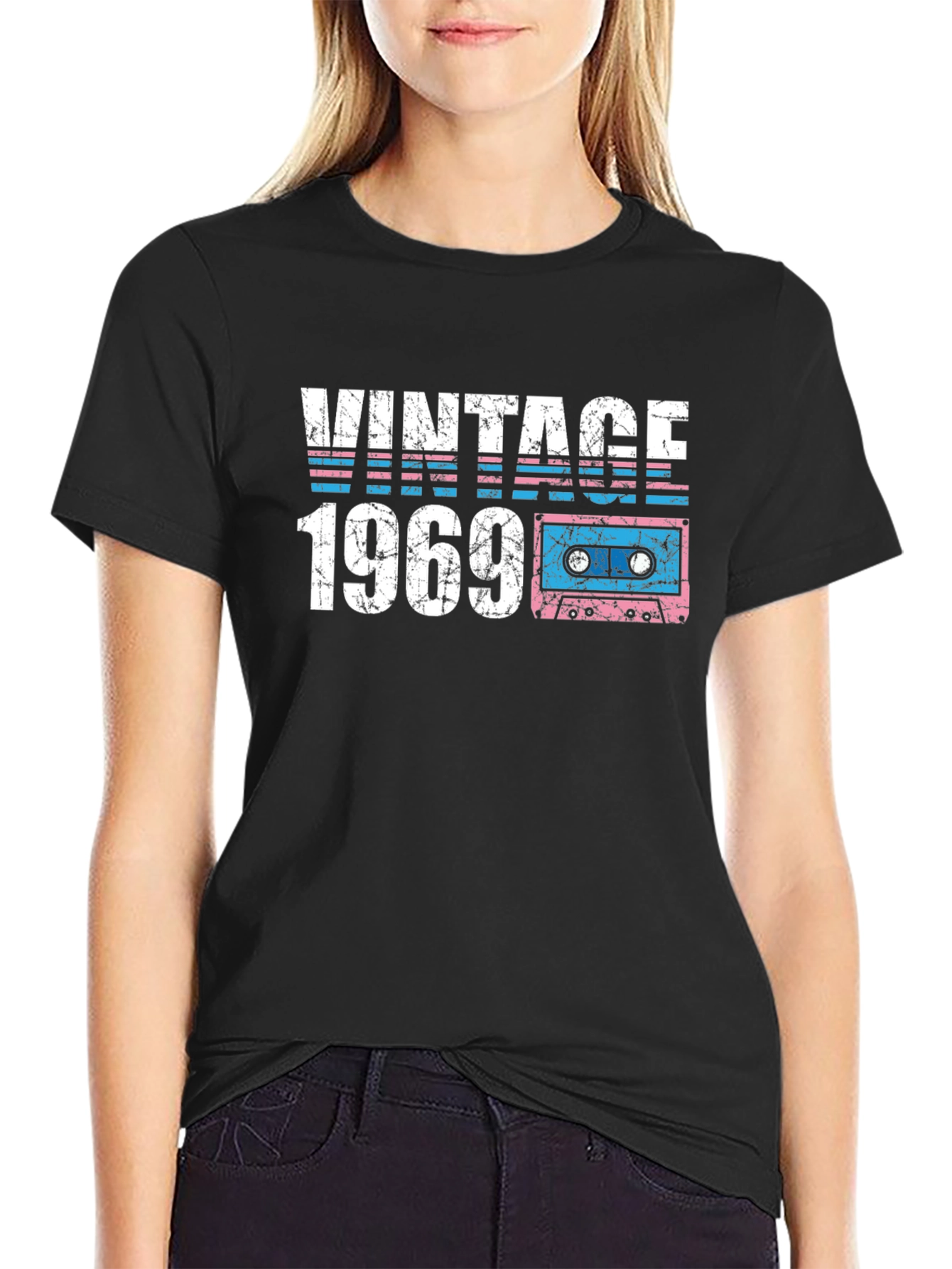 Black Vintage 1969 Cassette Tape T-Shirt view 2