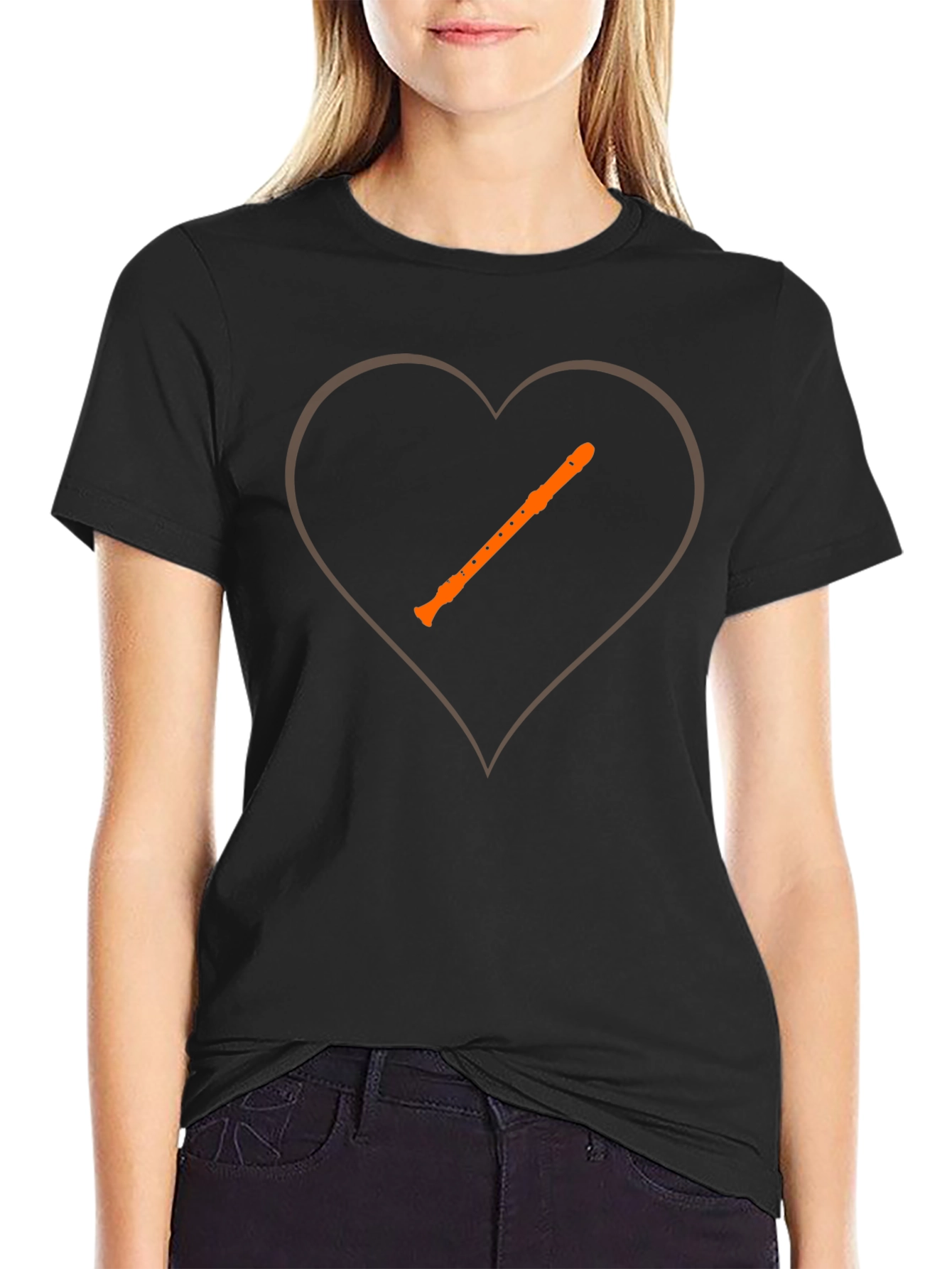 Black Music Lover T-Shirt - Recorder Heart view 2