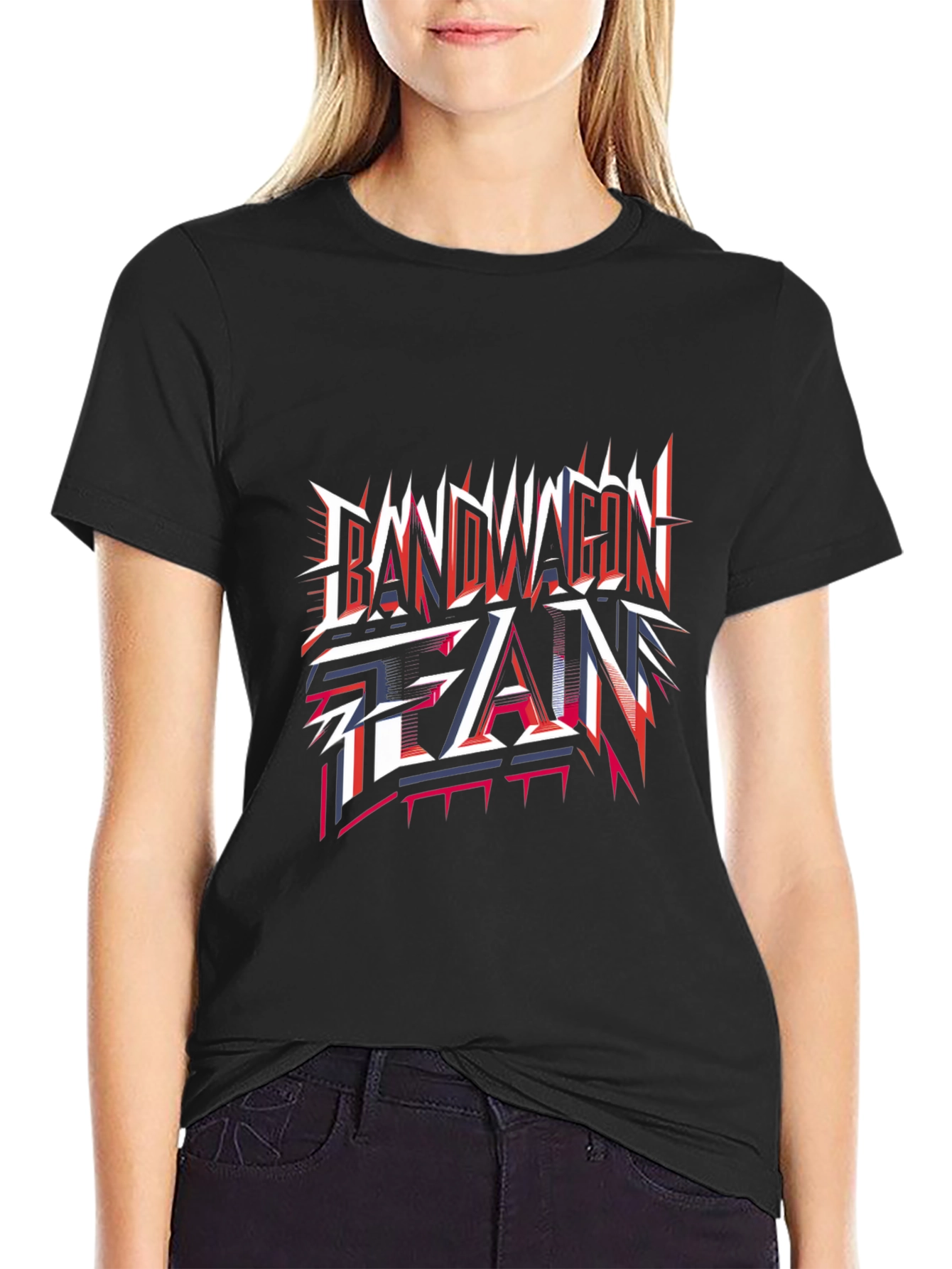 Black Bandwagon Fan Graphic Tee - Black Cotton T-Shirt view 2