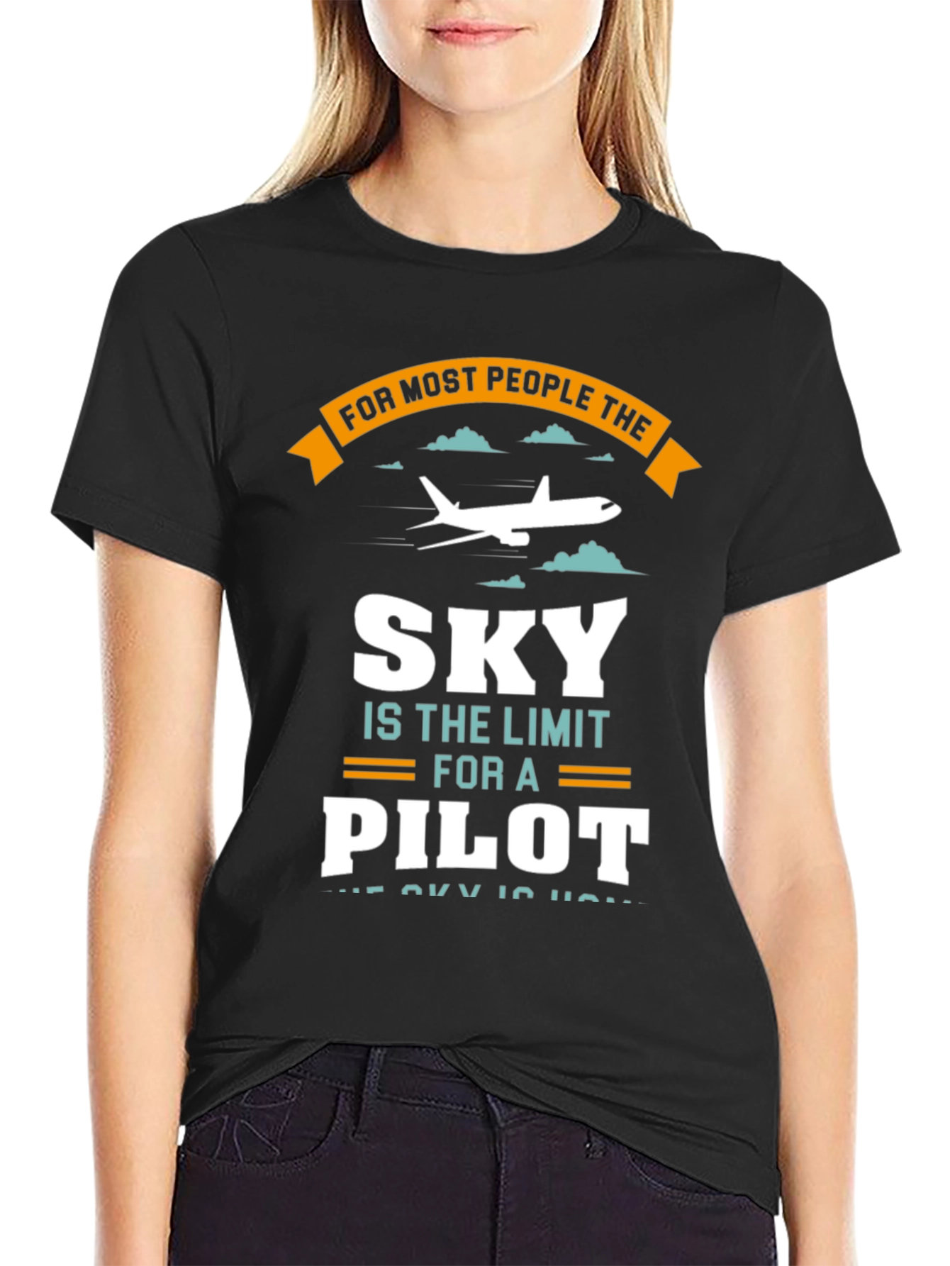 Black Pilot Sky Limit T-Shirt - Aviation Gift Tee view 2