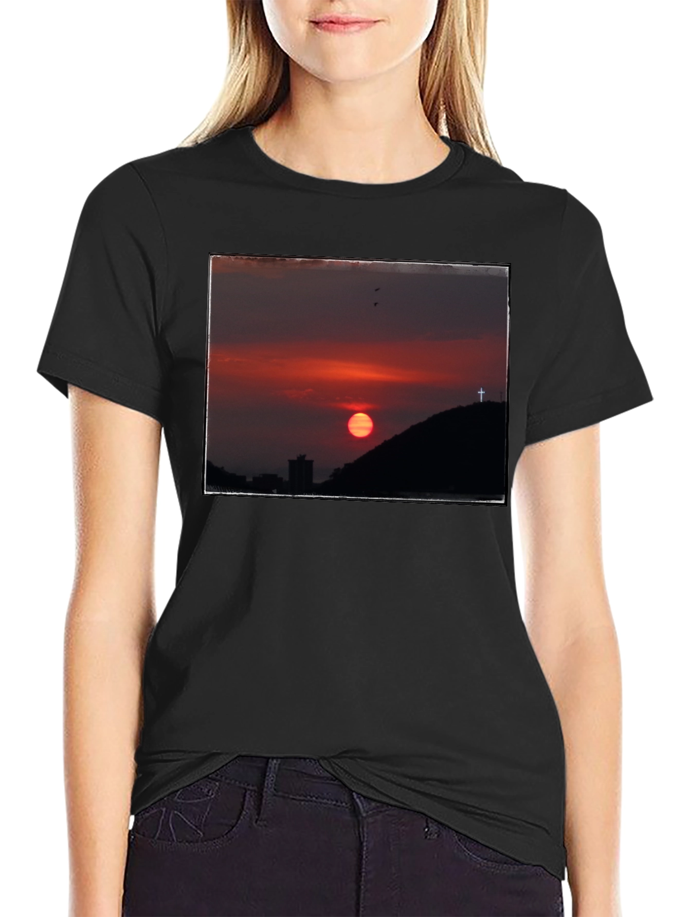 Black Sunset Cross Graphic Tee - Black view 2
