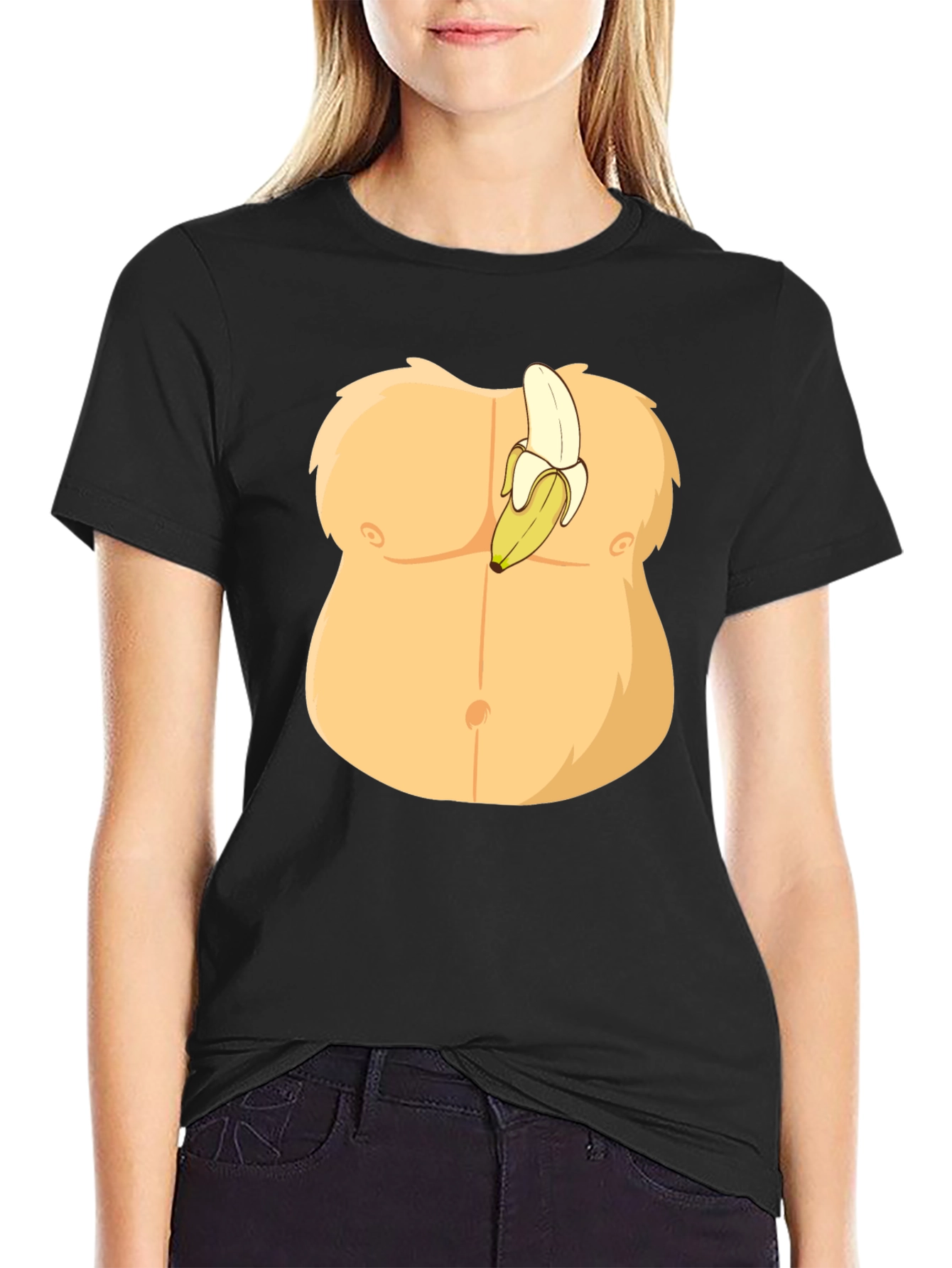 Black Funny Banana Abs Graphic T-Shirt view 2