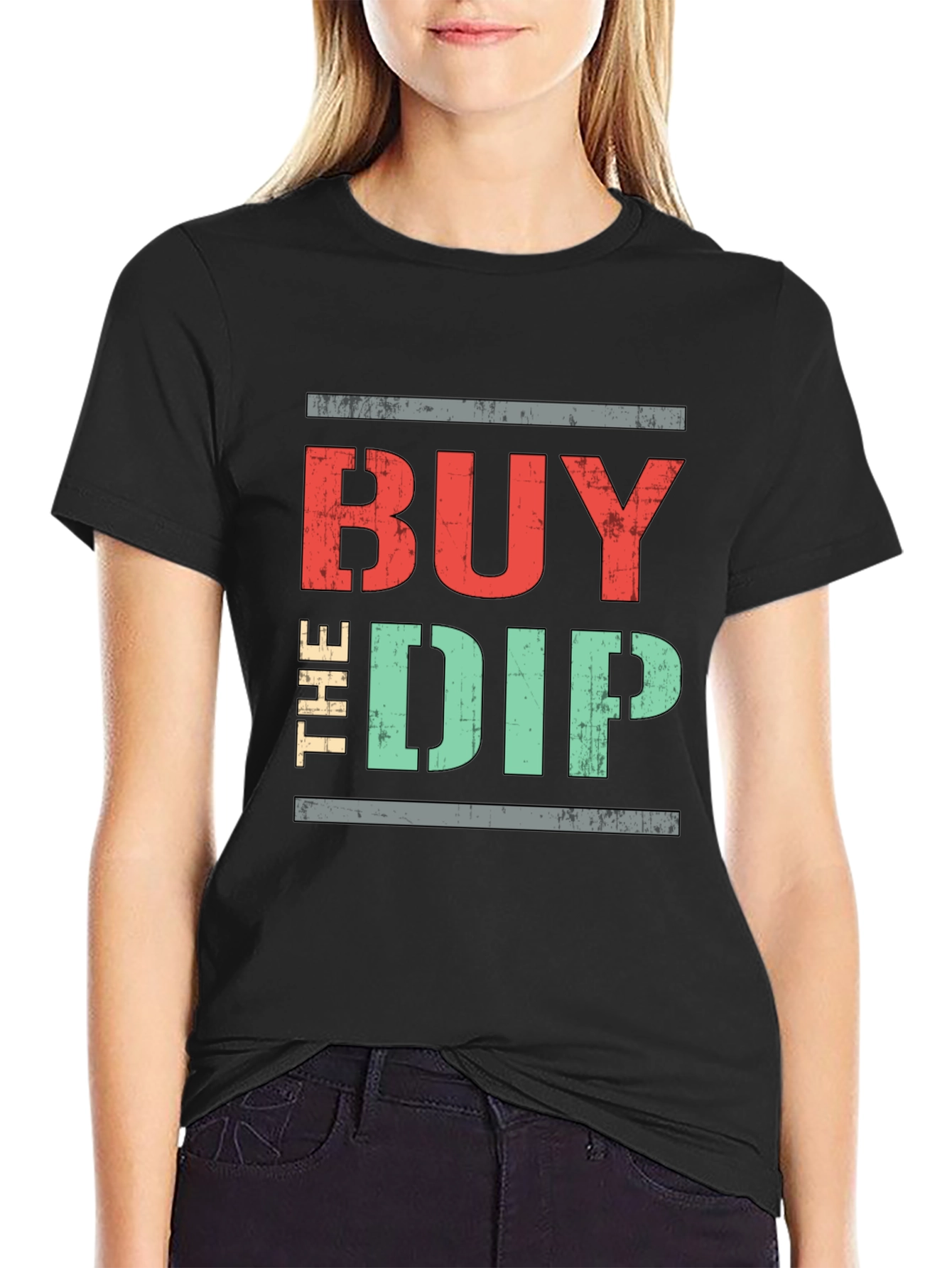 Black Buy The Dip Graphic Tee - Stock Market T-Shirt view 2