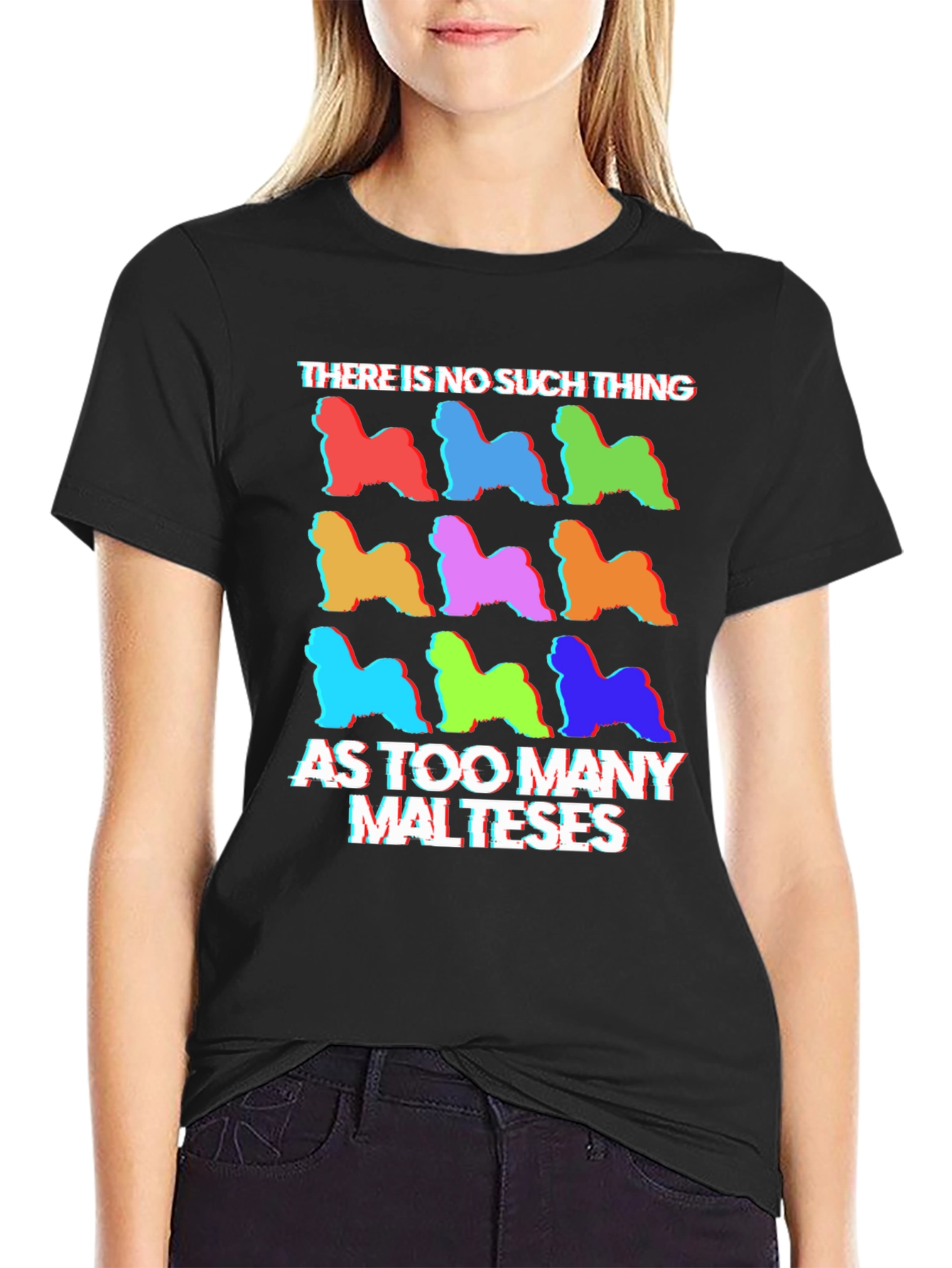 Black Funny Maltese Dog Lover T-Shirt view 2