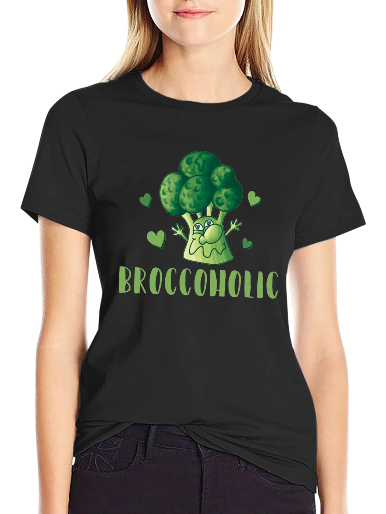Black Broccoholic Funny Broccoli Lover Black T-Shirt view 2