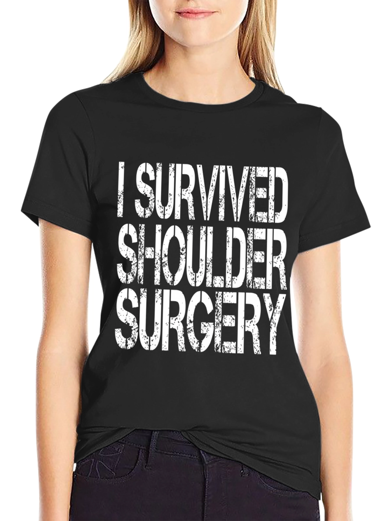 Black I Survived Shoulder Surgery Graphic T-Shirt view 2