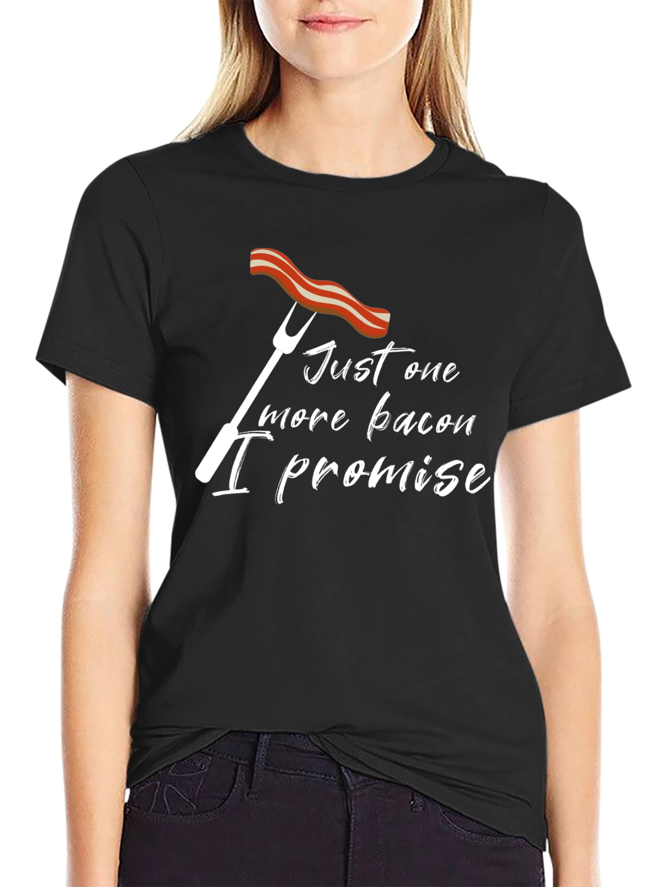 Black Funny Bacon Promise T-Shirt view 2