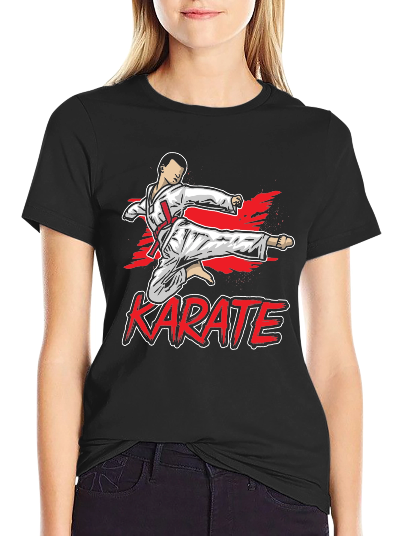 Black Karate Kick Graphic T-Shirt - Martial Arts Tee view 2