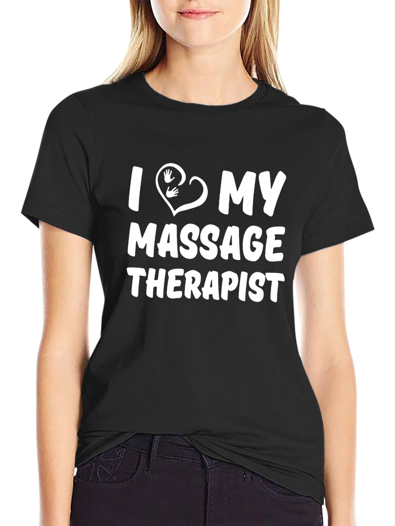 Black I Love My Massage Therapist Black Graphic Tee view 2
