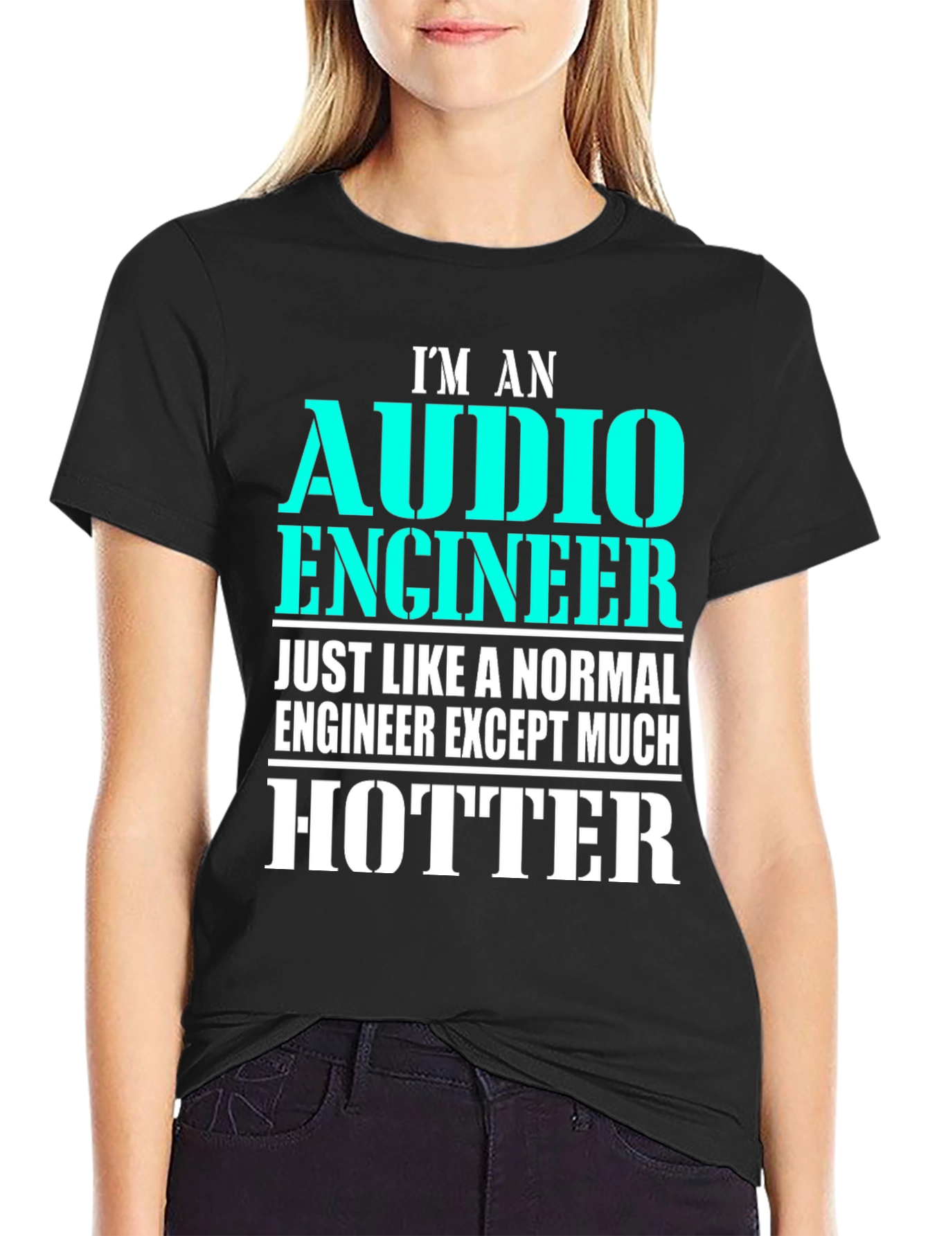 Black Audio Engineer Hotter T-Shirt view 2