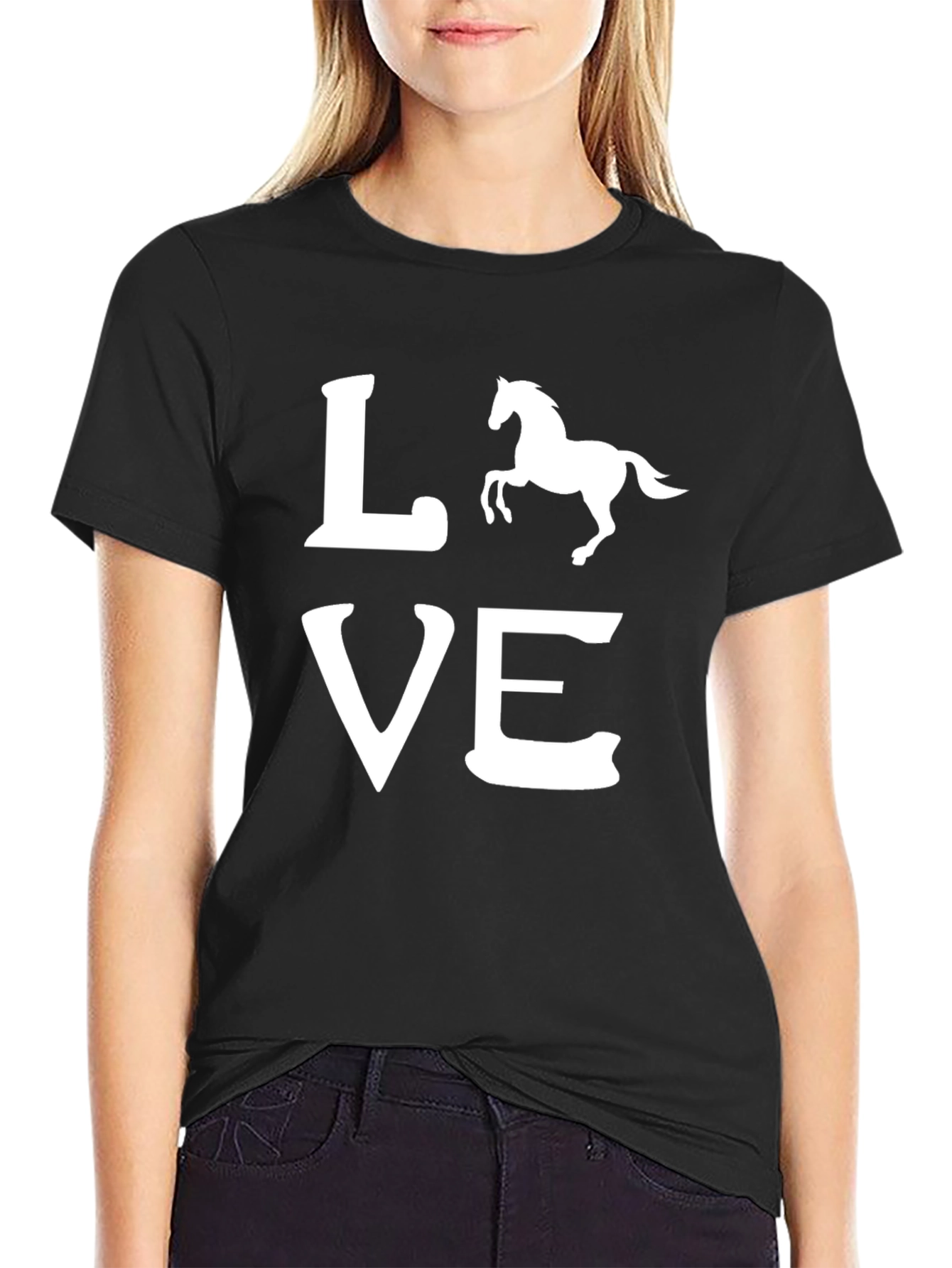 Black Love Horse Tee - Stylish Graphic T-Shirt view 2