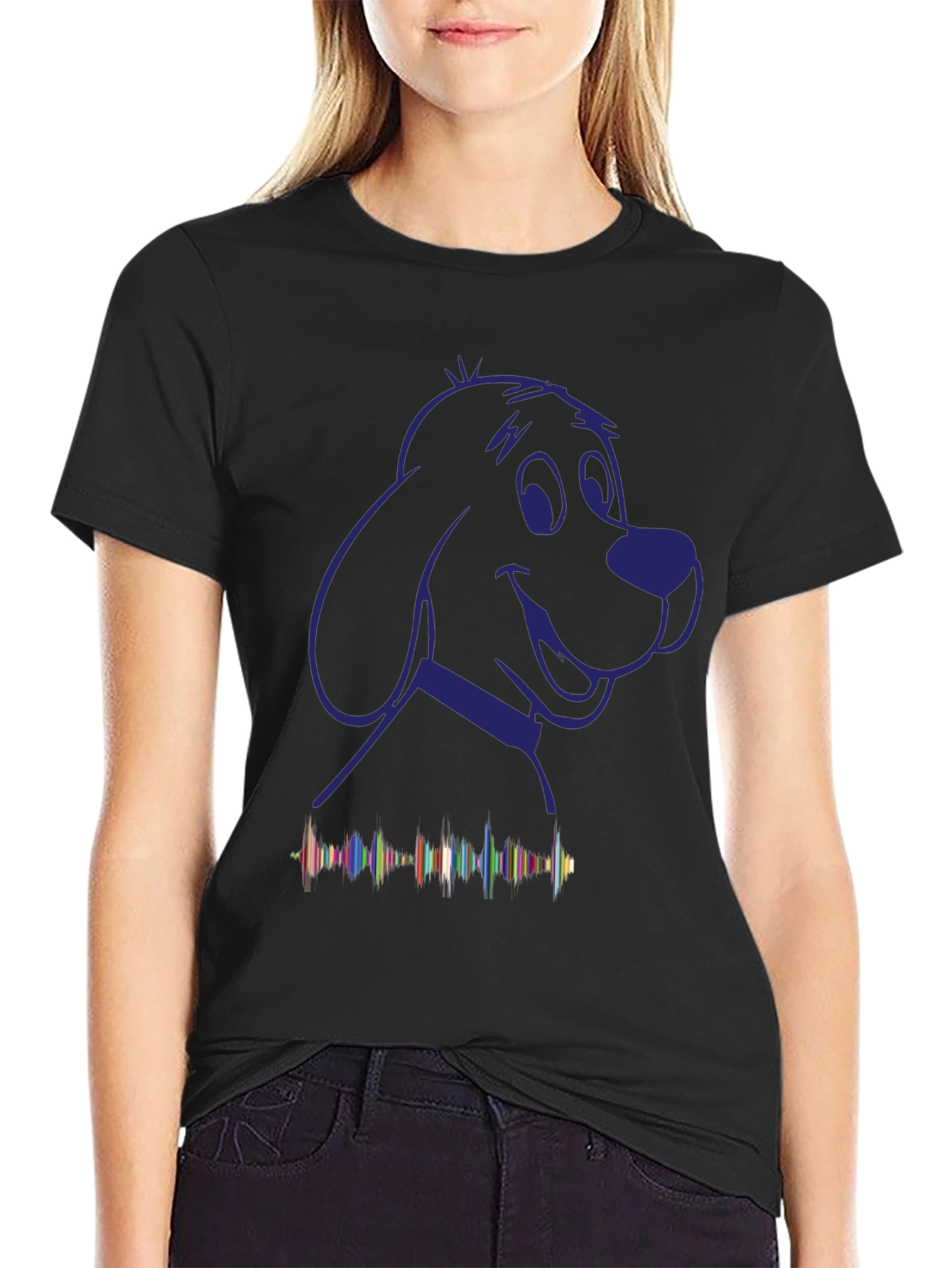 Black Dog Outline T-Shirt with Soundwave Graphic view 2