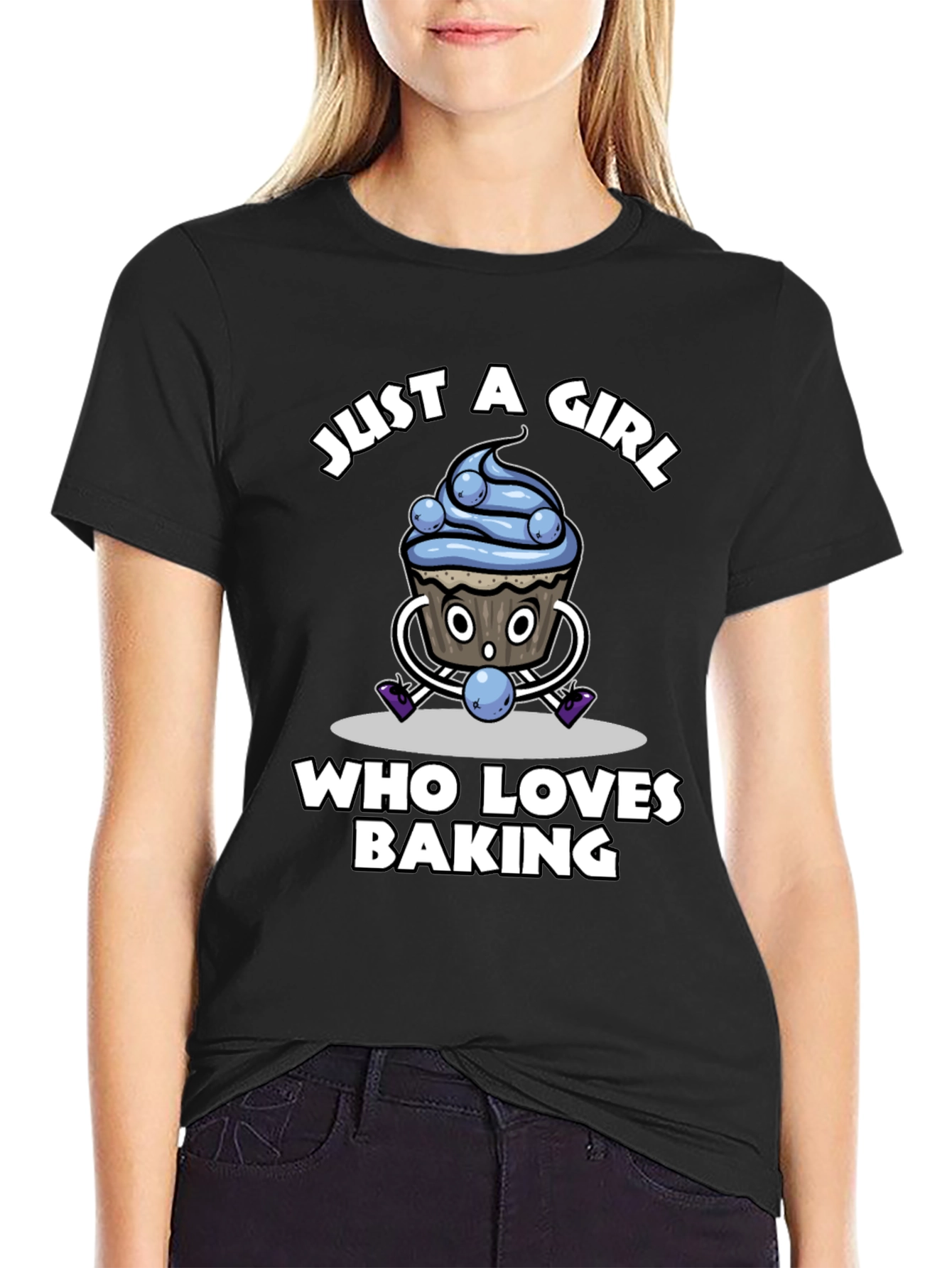 Black Just A Girl Who Loves Baking T-Shirt view 2