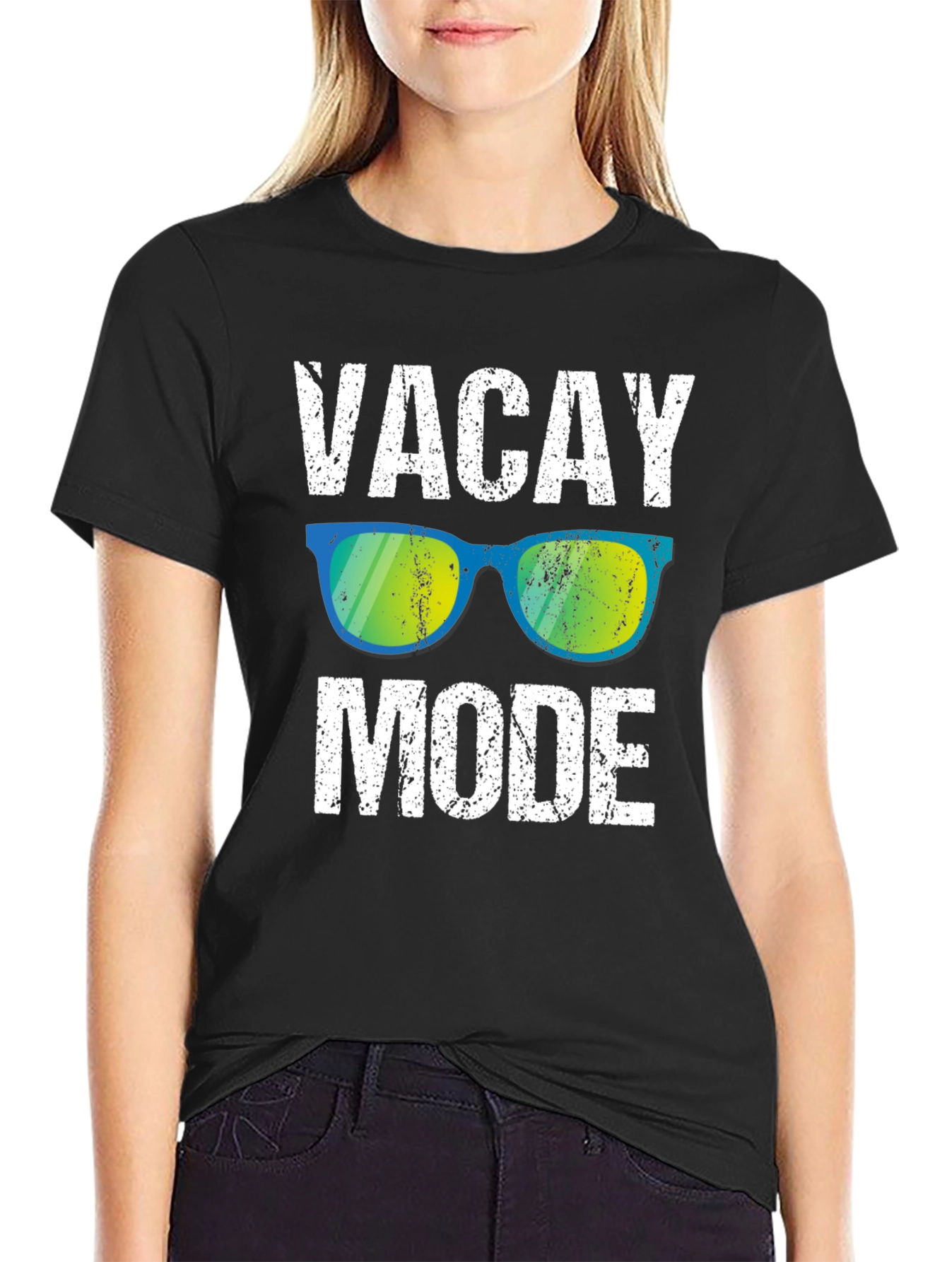Black Vacay Mode Graphic Tee - Relaxed Holiday Style view 2