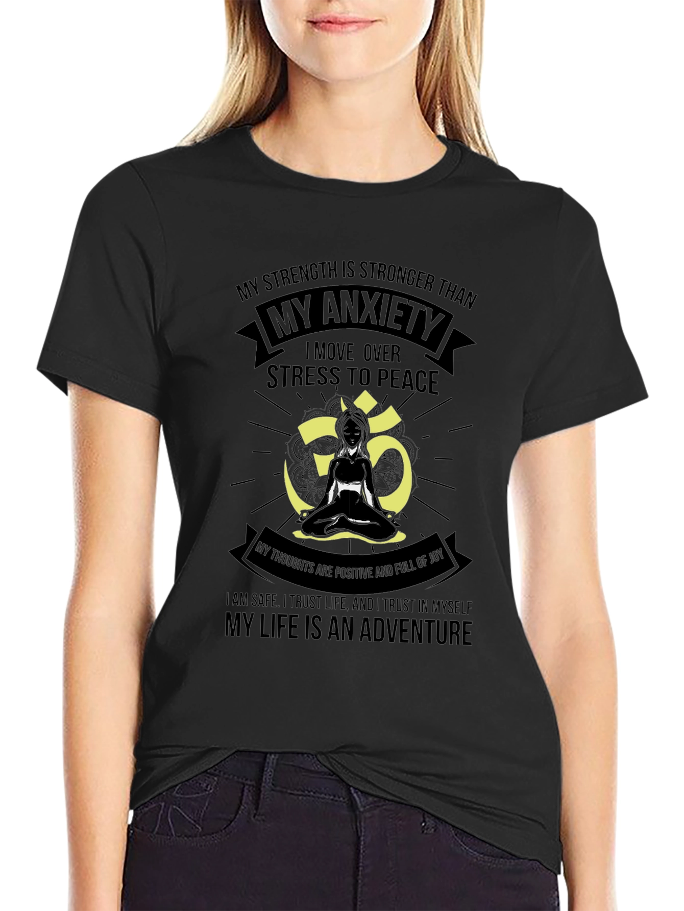Black My Anxiety Black T-Shirt for Men - Adventure Life Tee view 2
