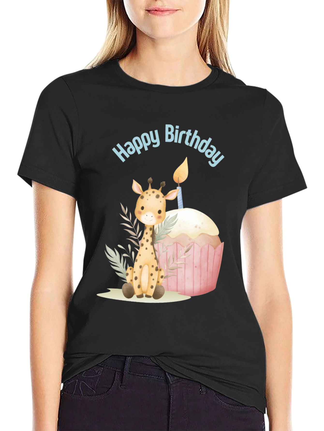 Black Giraffe Birthday Tee view 2