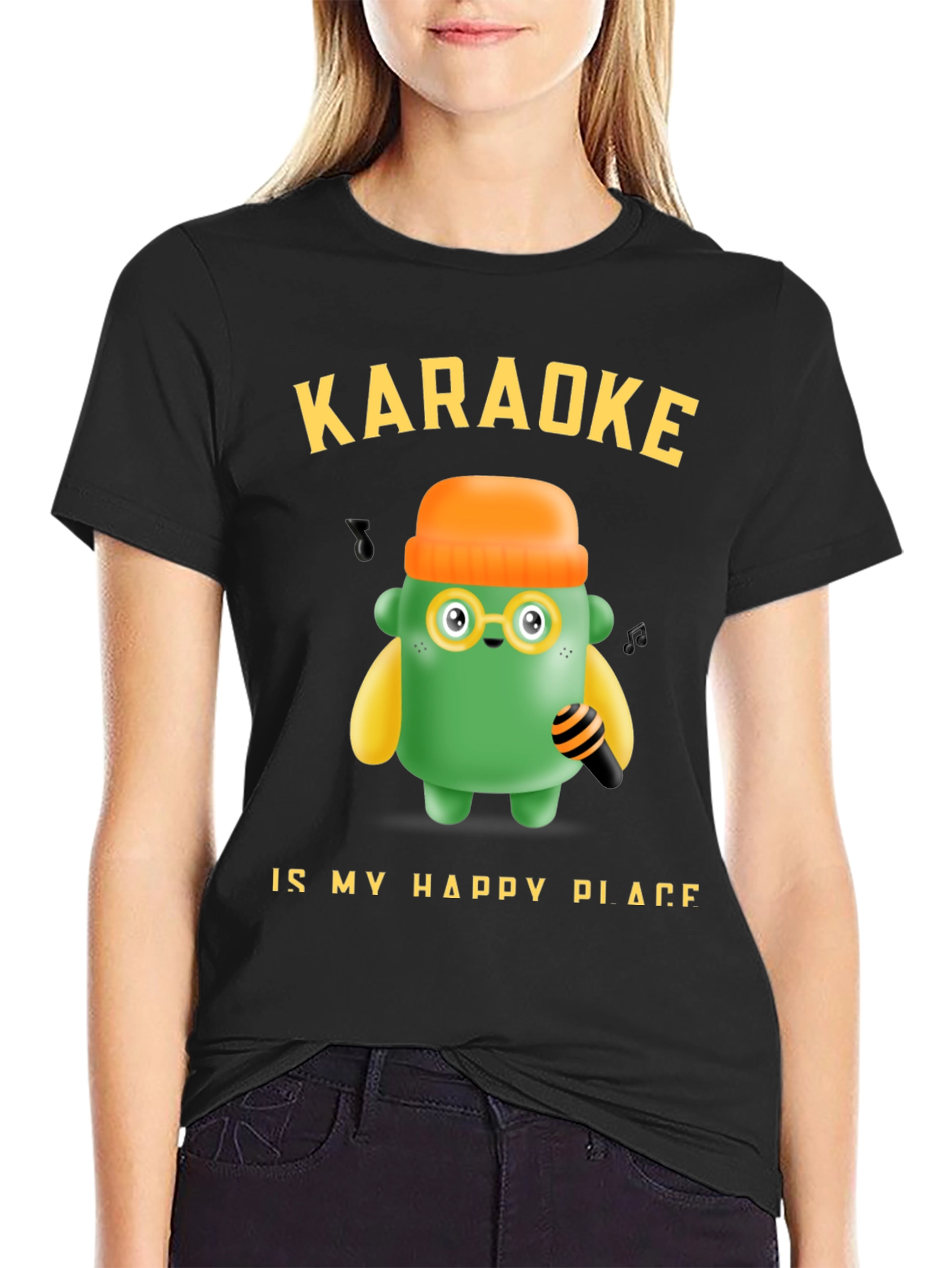 Black Karaoke My Happy Place T-Shirt Fun Graphic Tee view 2