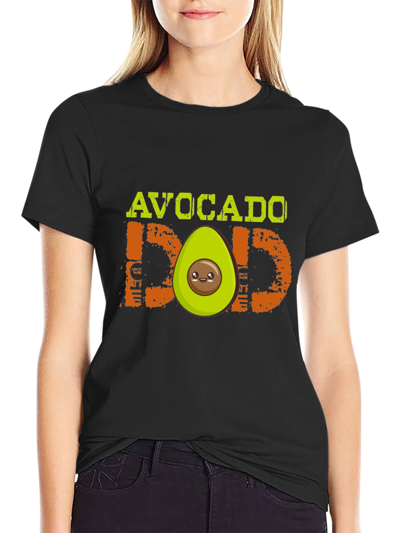 Black Avocado Dad Graphic T-Shirt - Black, Cute Design view 2