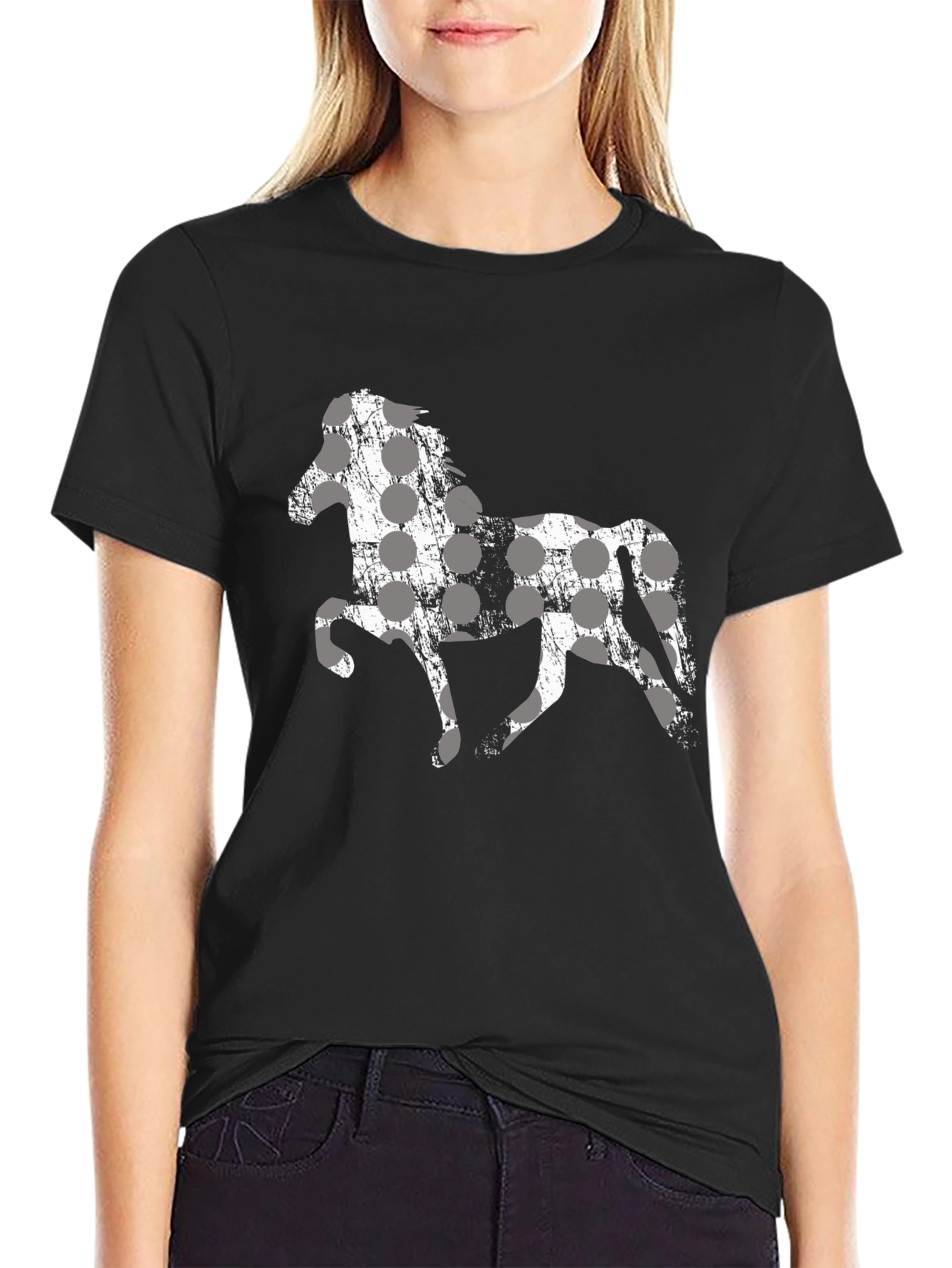 Black Horse Silhouette Men's Black T-Shirt view 2