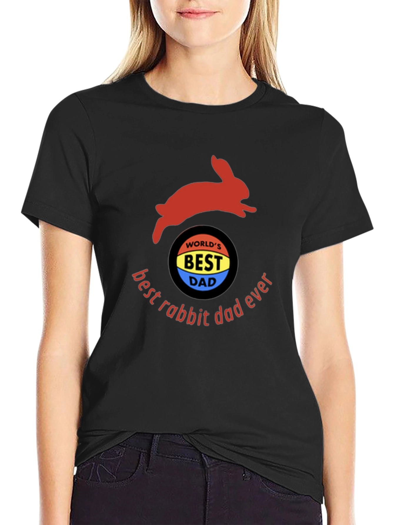 Black Best Rabbit Dad Ever T-Shirt view 2