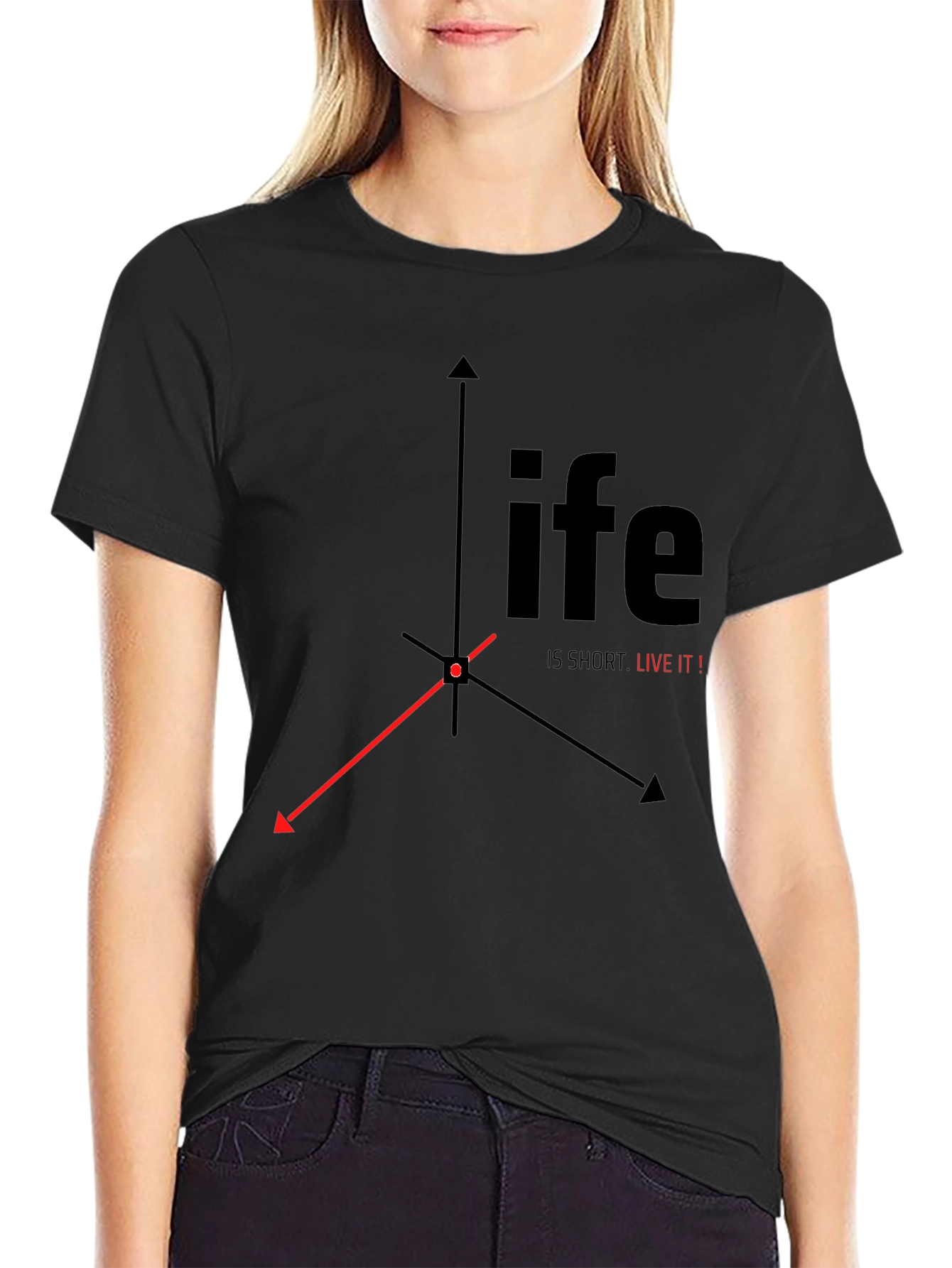 Life is Short, Live It! Black Graphic Tee - 2