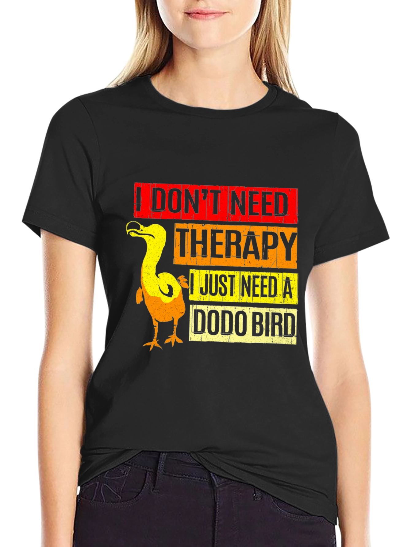 Black Dodo Bird Therapy T-Shirt, Funny Graphic Tee view 2