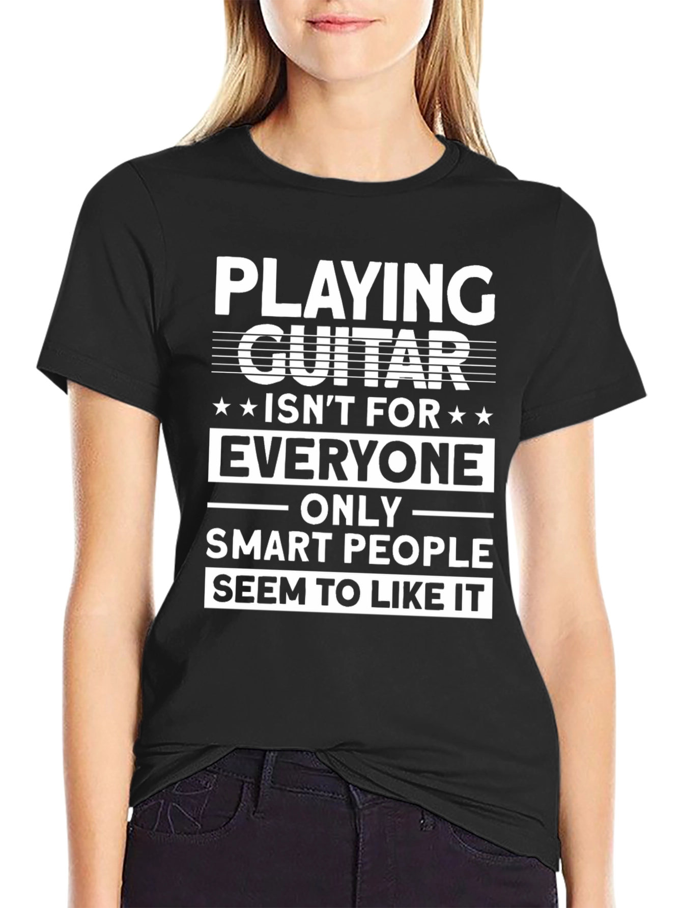 Black Guitar Player Smart People T-Shirt view 2