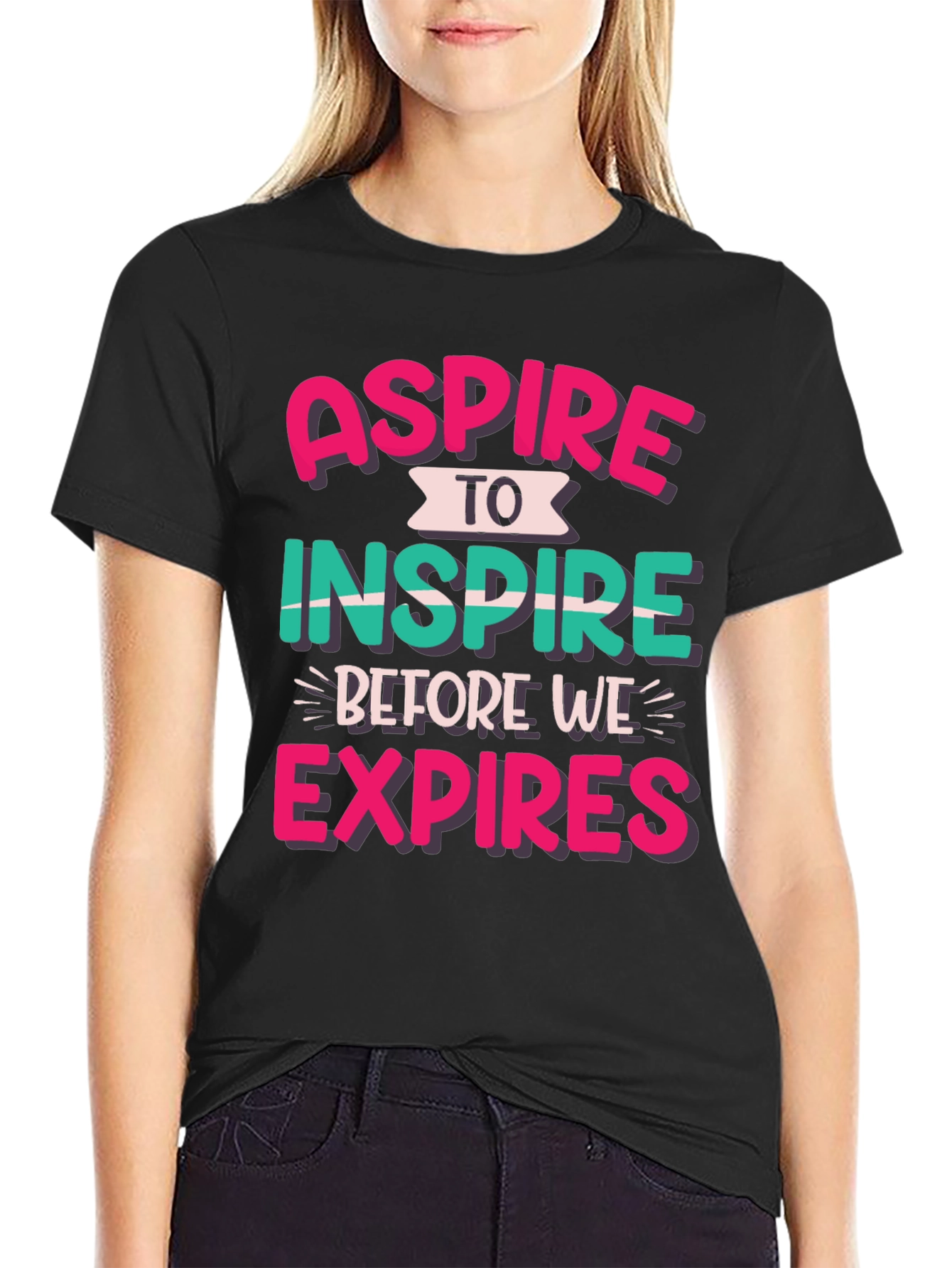 Black Aspire to Inspire Graphic T-Shirt view 2