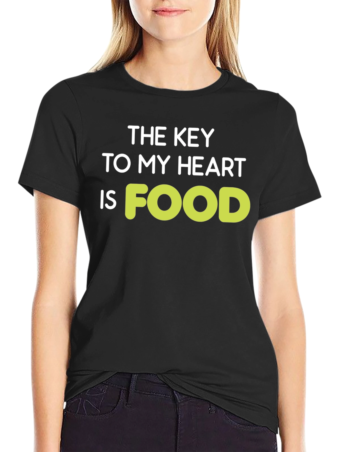 Black The Key to My Heart is Food T-Shirt view 2