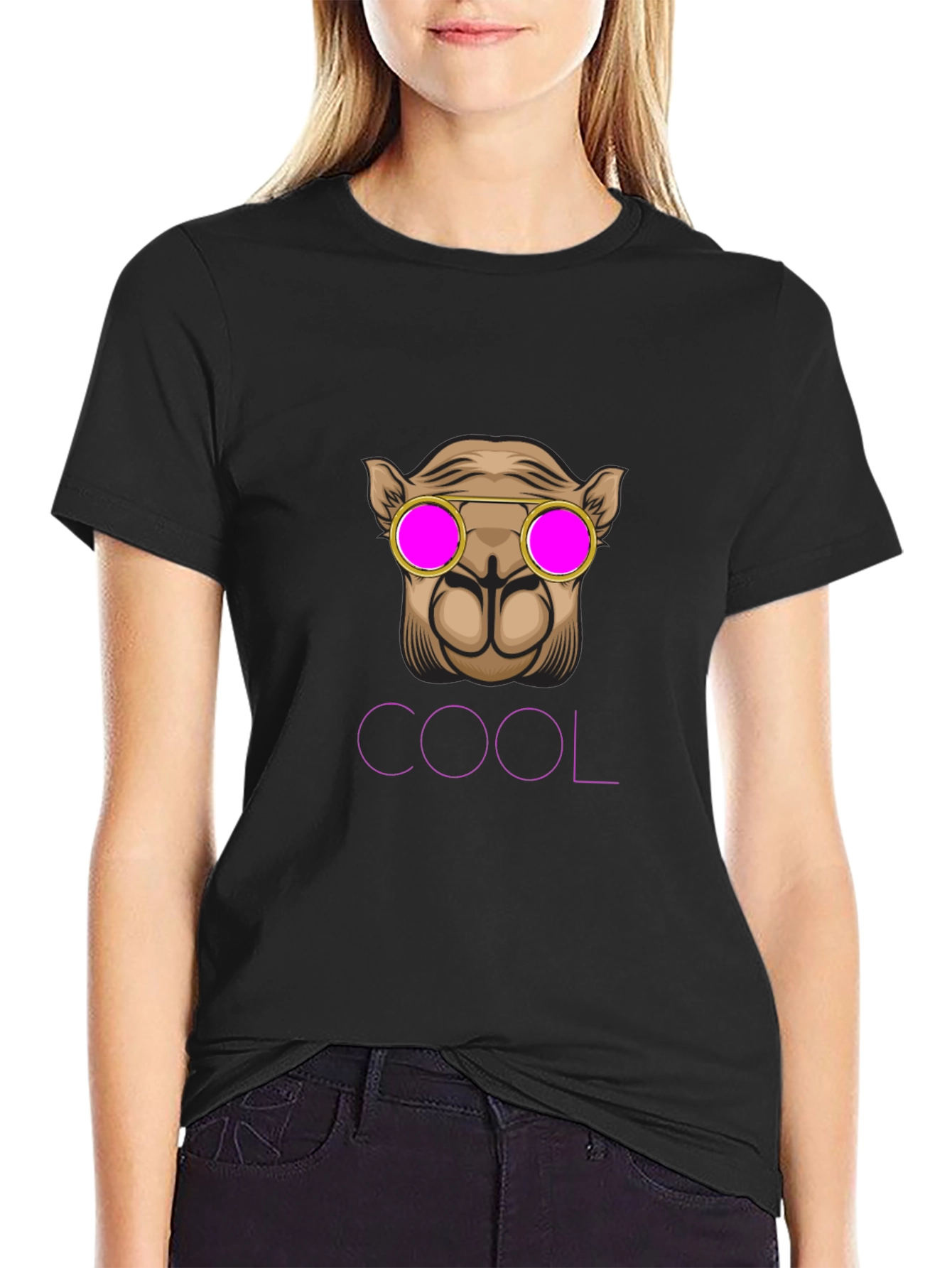 Black Cool Camel Graphic Tee - Stylish Animal Design view 2